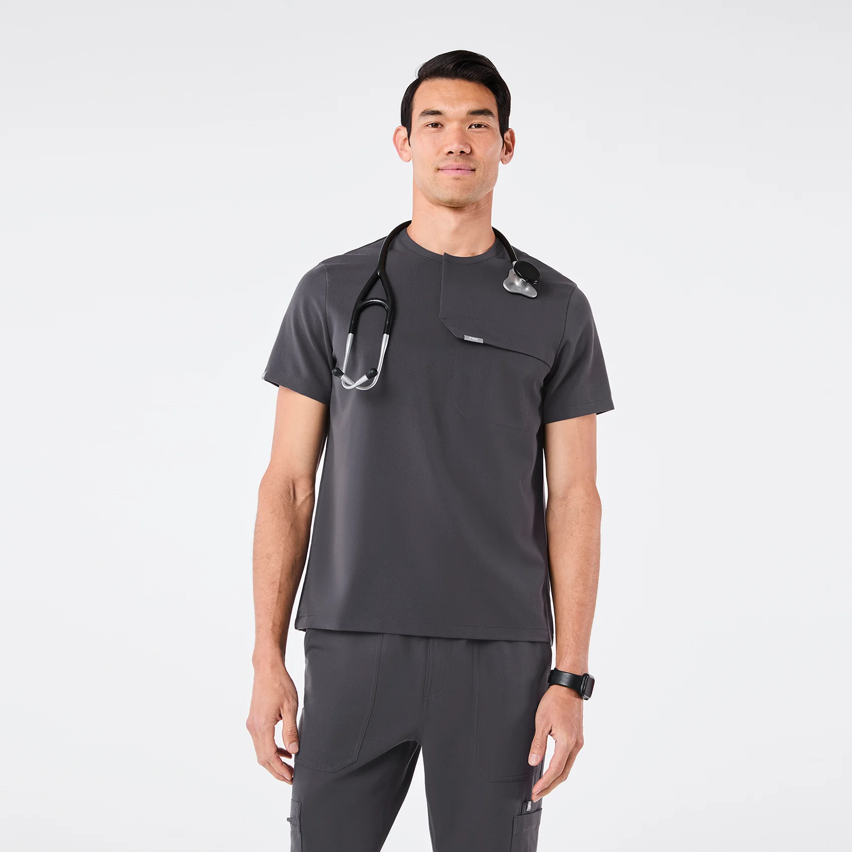 10277-men-s-charcoal-corfield-henley-scrub-top-1.webp men's Charcoal Corfield - Henley Scrub Top