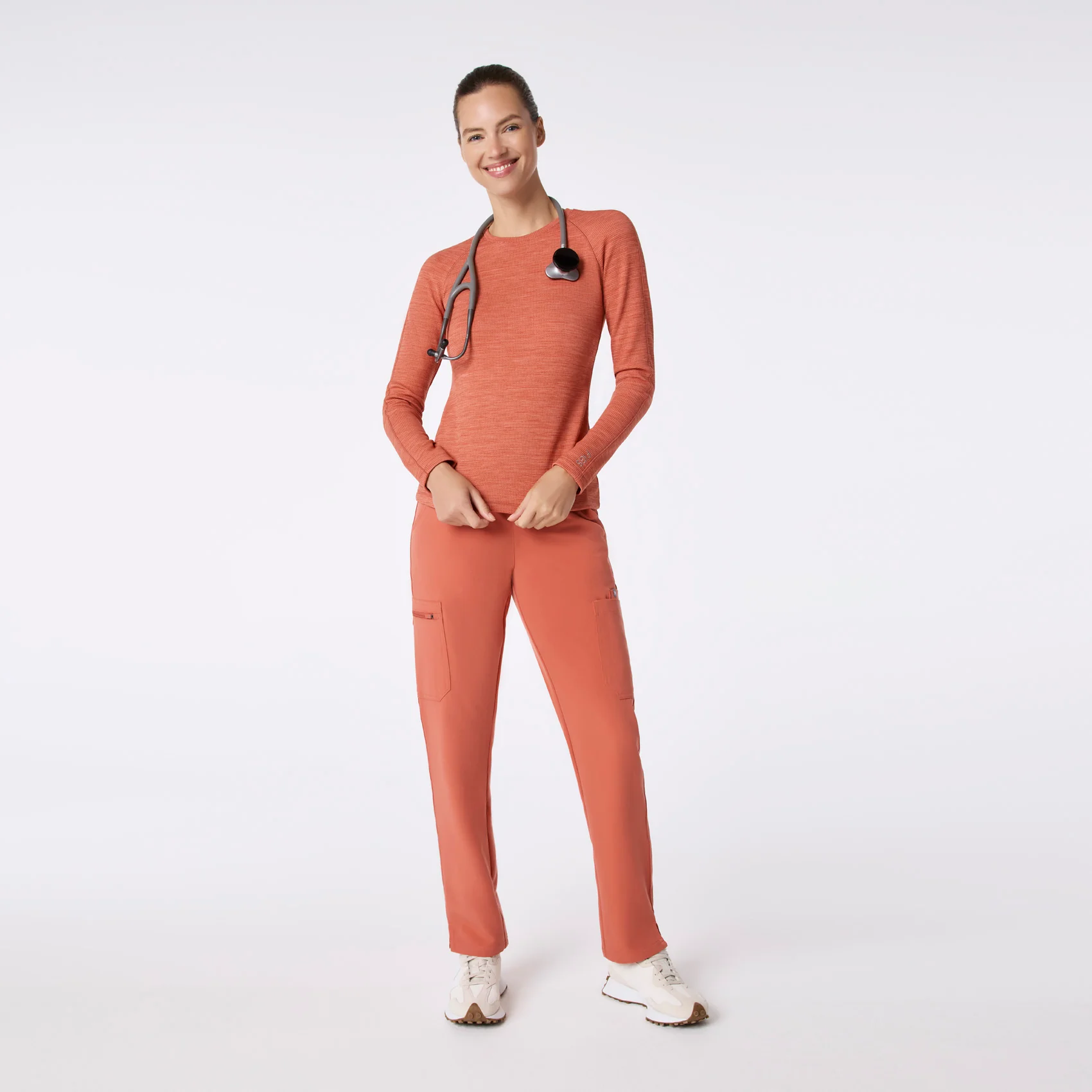 women's Spiced Cider Space Dye Waffle - Longsleeve Underscrub