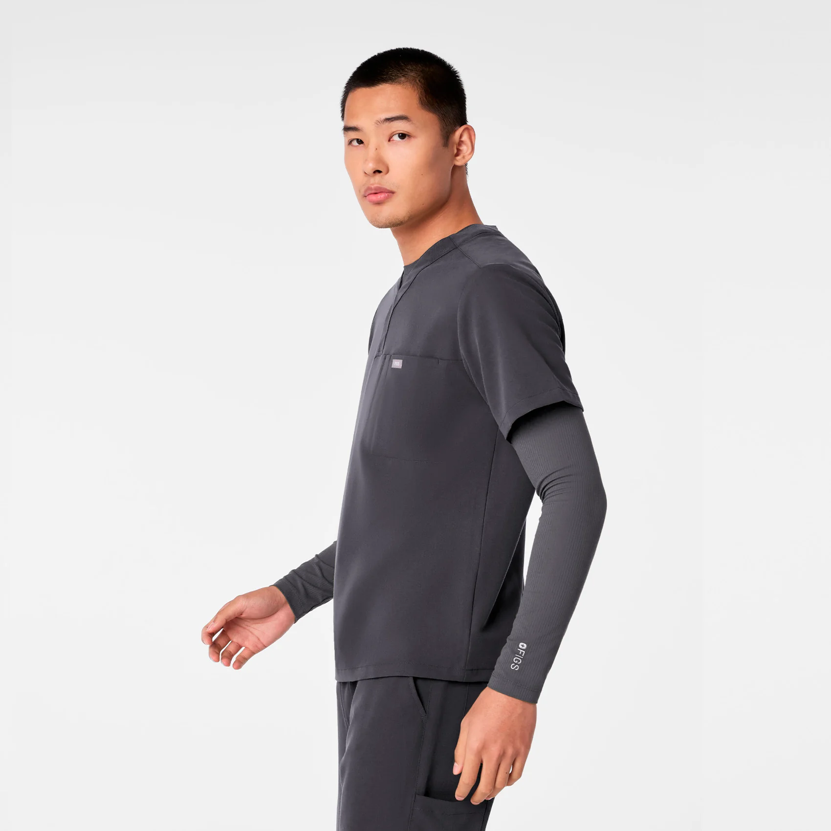 men's Charcoal Surrey - V-Neck Scrub Top