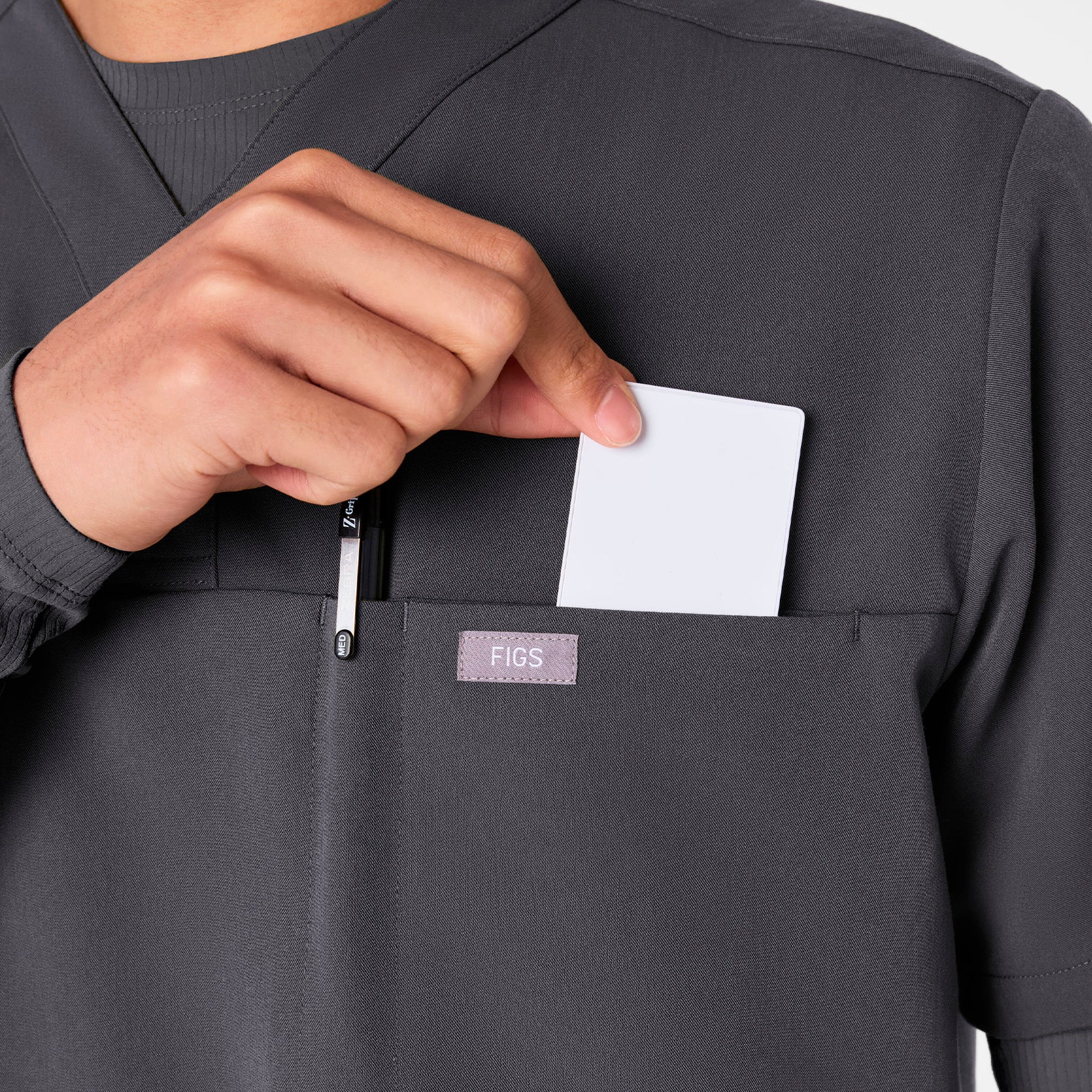 men's Charcoal Surrey - V-Neck Scrub Top