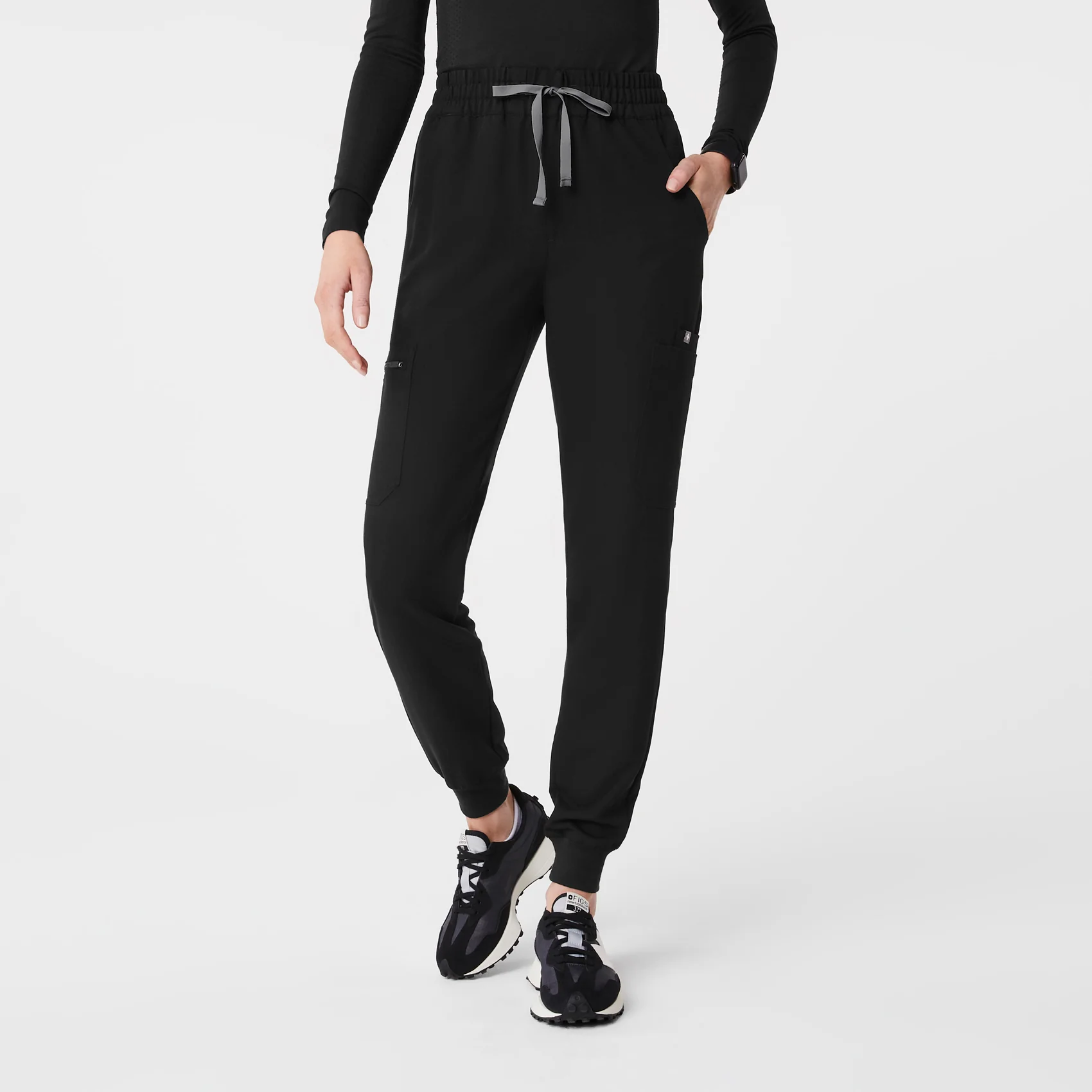 women's Black High Waisted Uman Relaxed - Jogger Scrub Pants