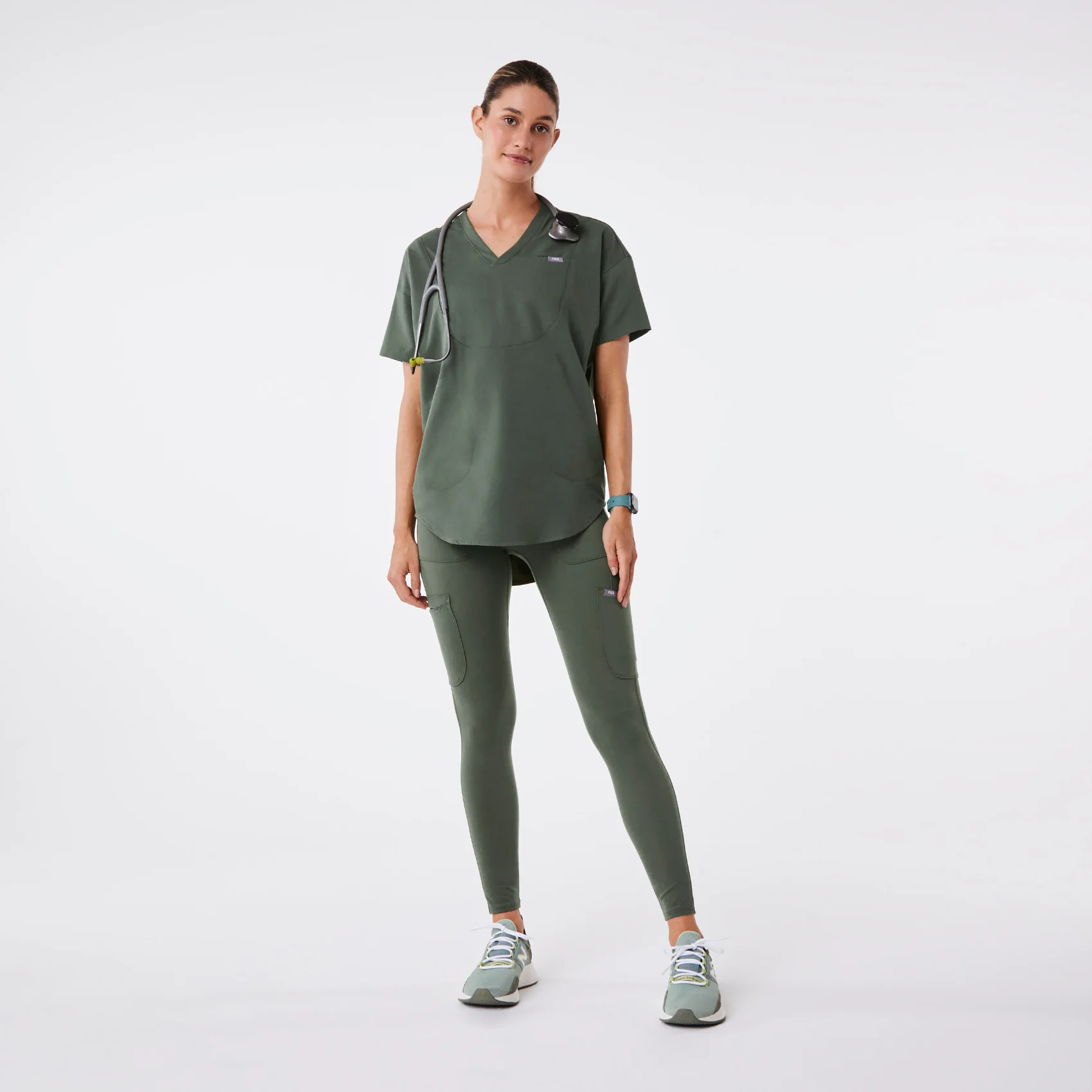 women's Moss Halle Shortsleeve V-Neck Tunic - Scrub Top