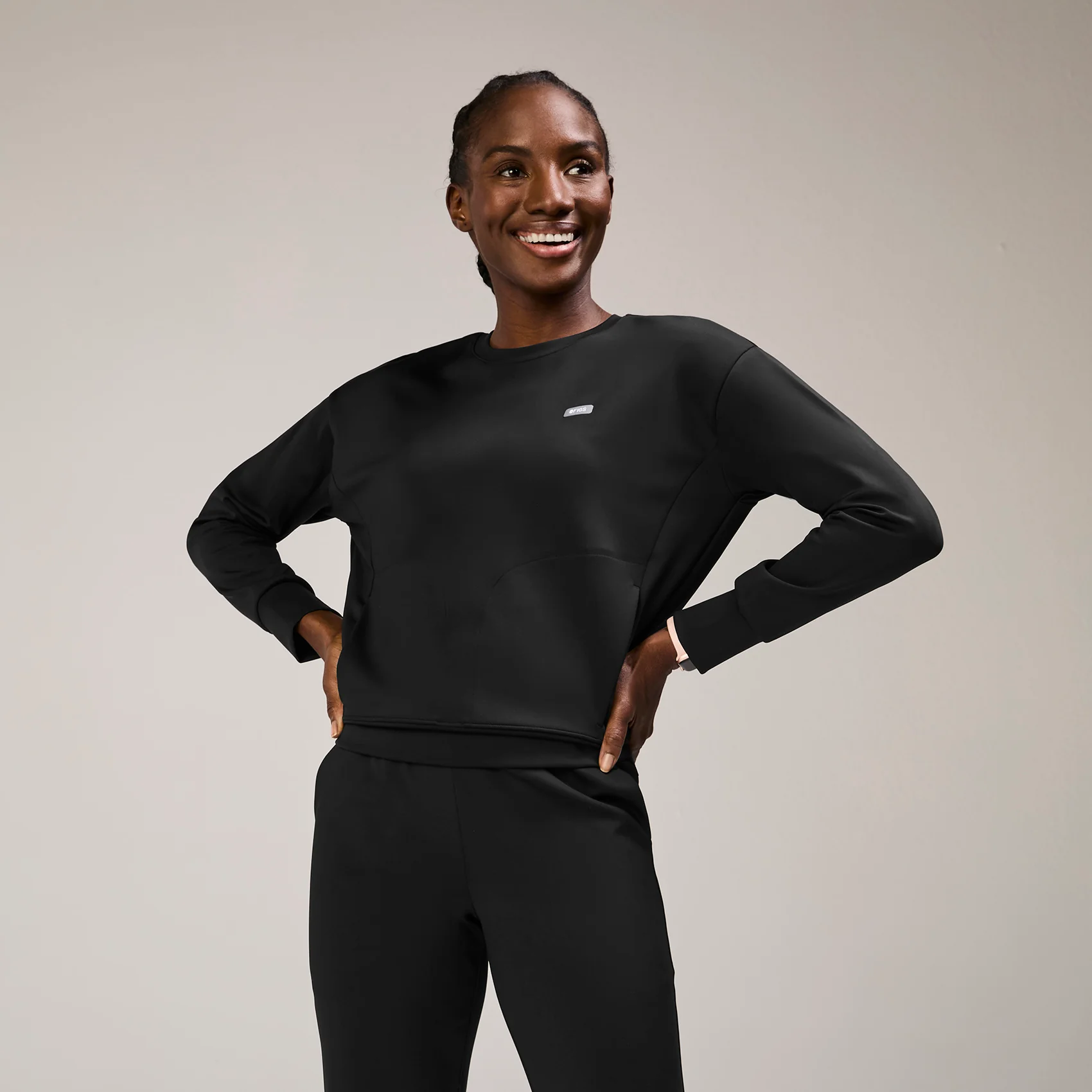 women's Black Cornelia FORMx Crewneck - Scrub Top™