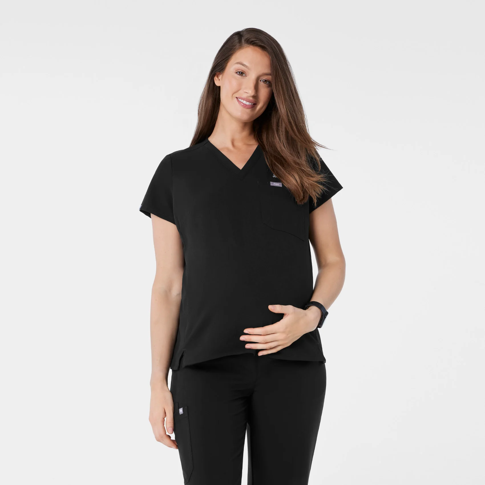 women's Black Catarina Maternity V-Neck -  Scrub Top™