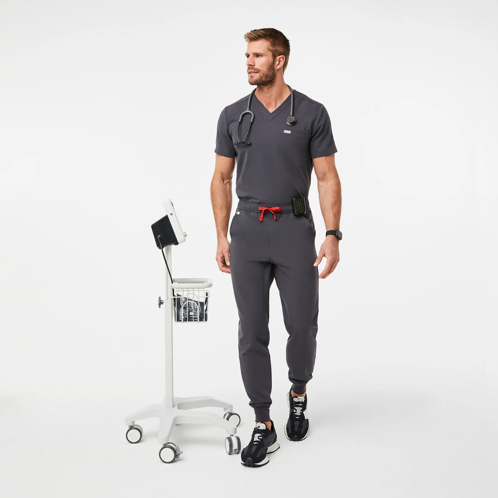 Men's Charcoal Tansen - Short Jogger Scrub Pants