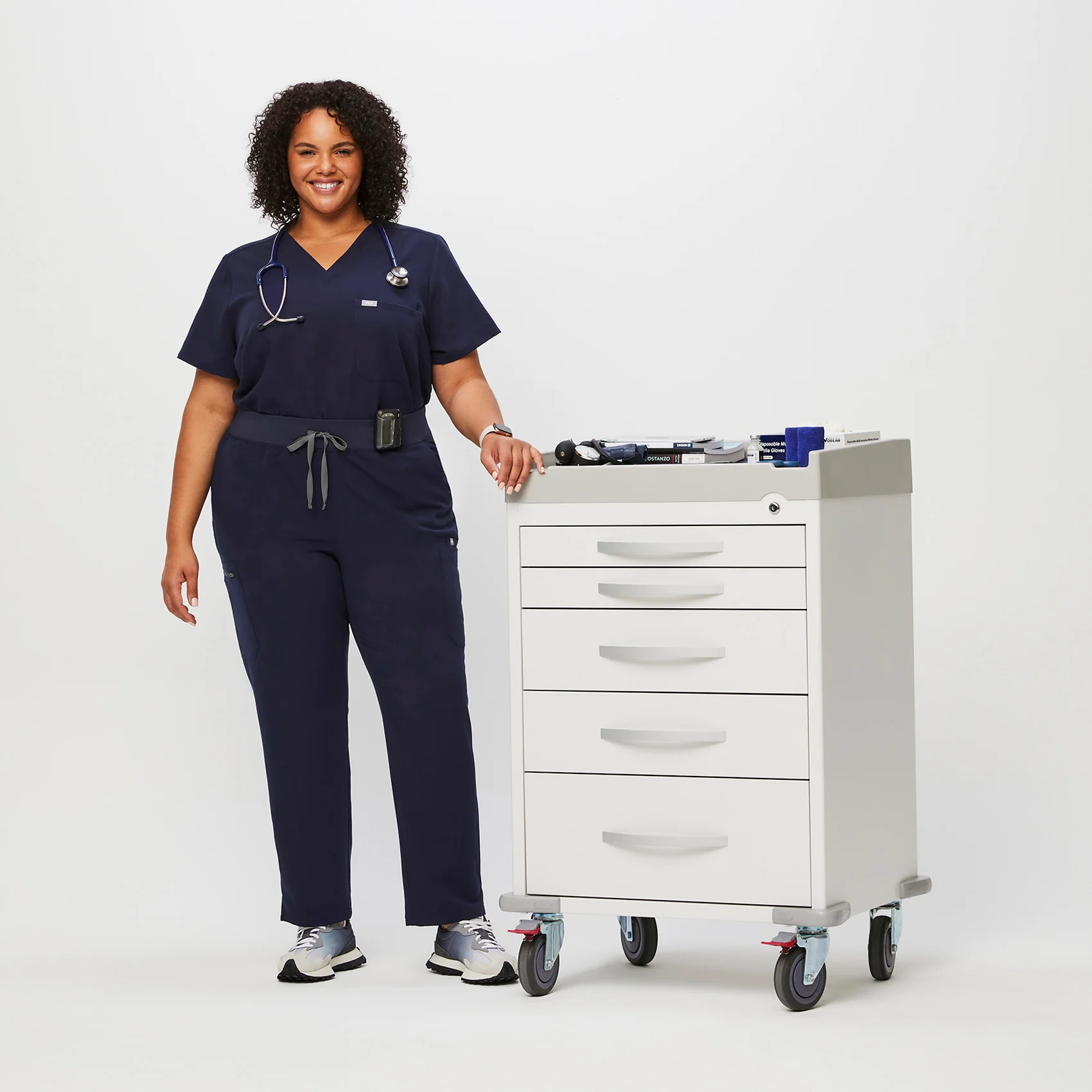 women's Navy High Waisted Yola™ - Tall Skinny Scrub Pants (3XL - 6XL)