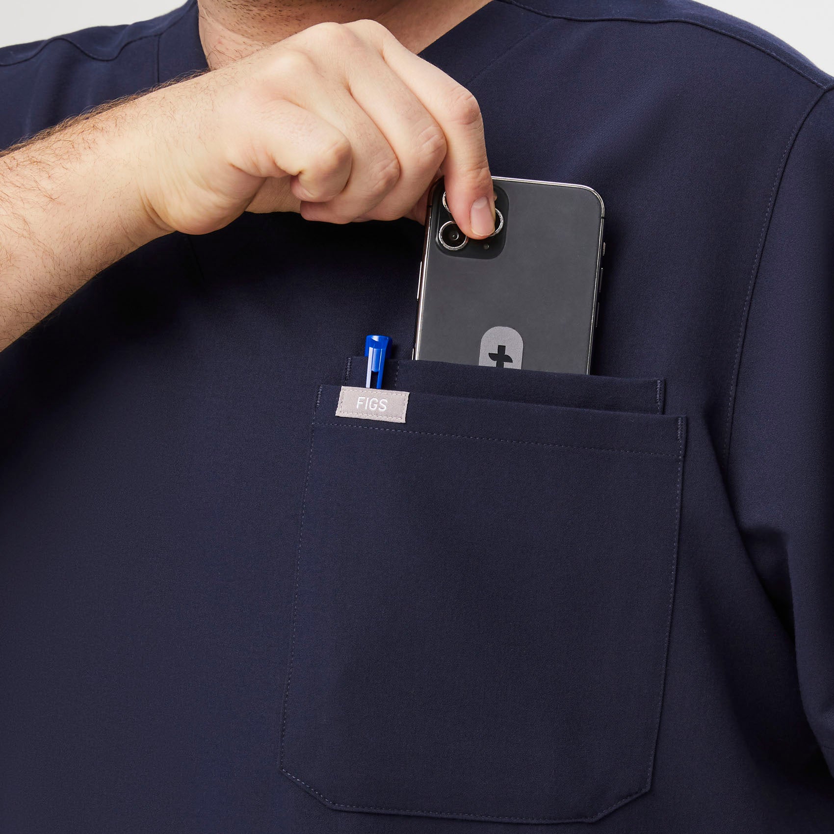 13209-men-s-navy-leontm-three-pocket-scrub-top-3xl-6xl-5.jpg men's Navy Leon™- Three-Pocket Scrub Top (3XL - 6XL)
