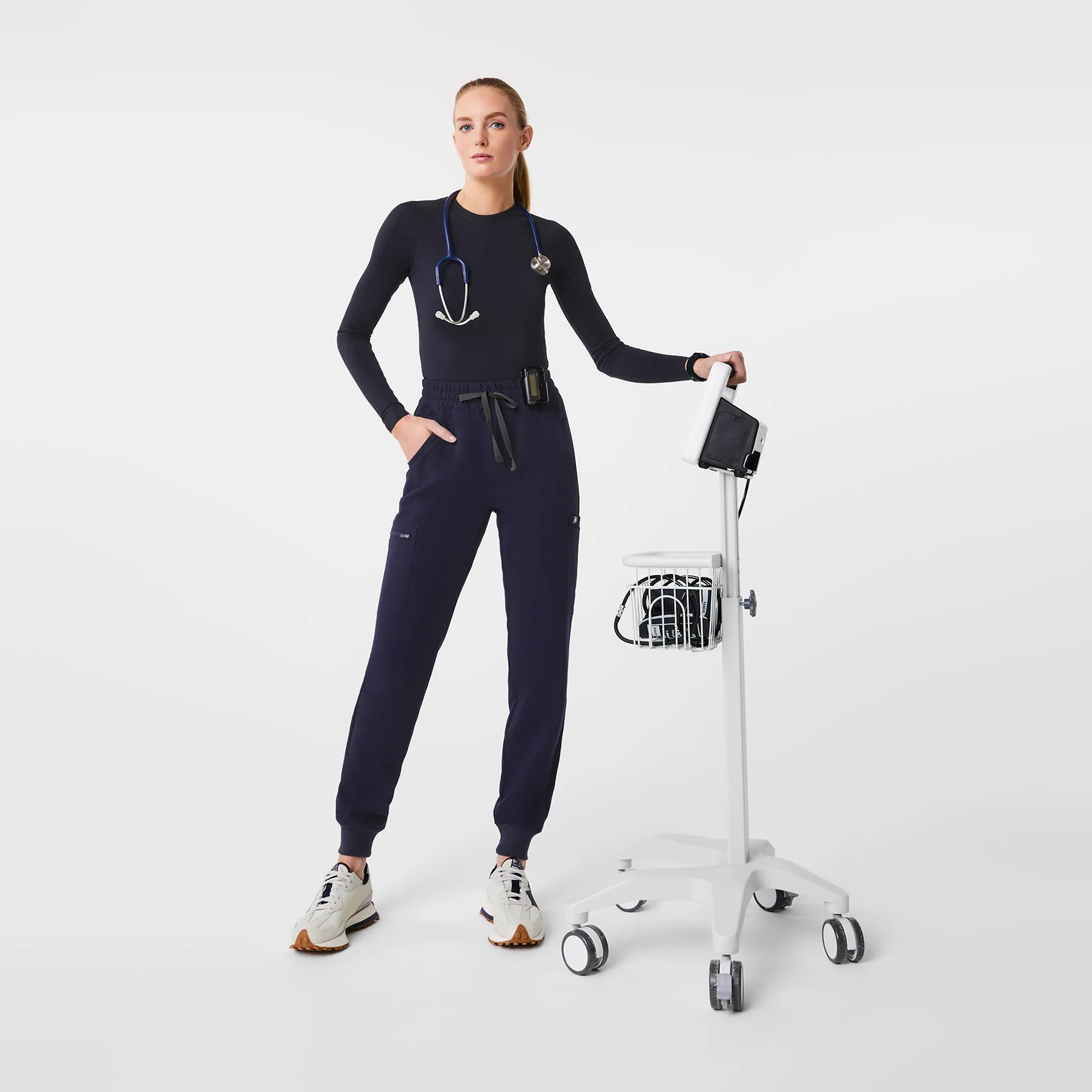 women's Navy High Waisted Uman Relaxed - Tall Jogger Scrub Pants