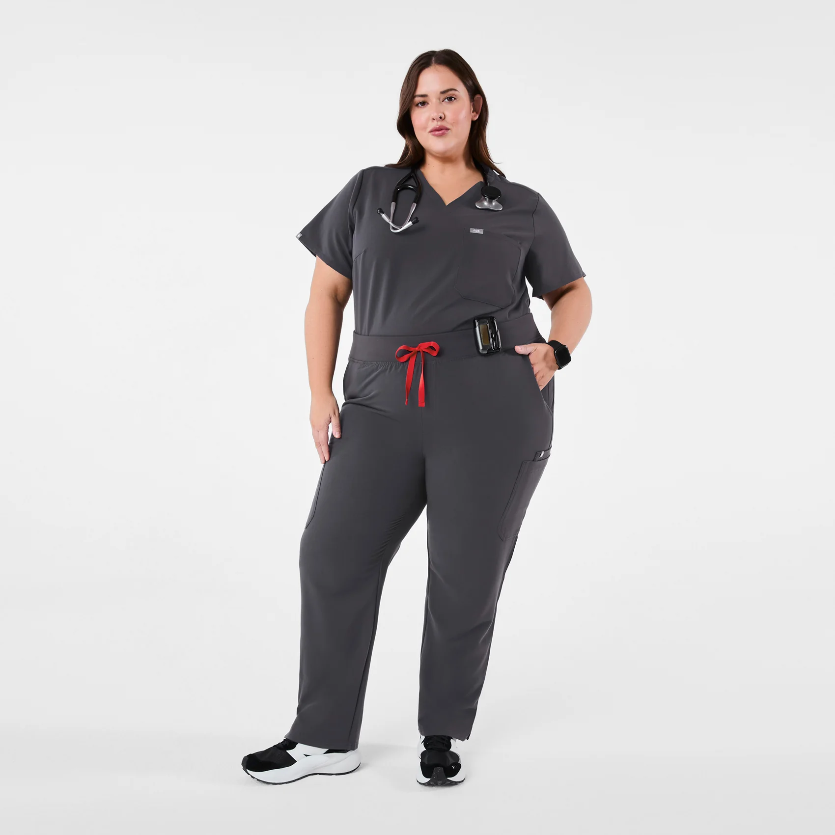 women's Charcoal High Waisted Yola™ - Skinny Scrub Pants (3XL - 6XL)