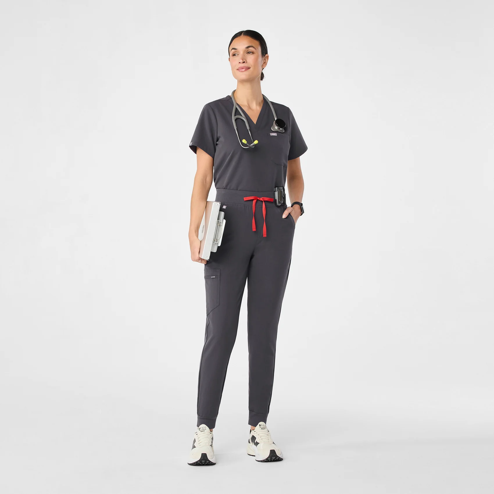 women's Charcoal High Waisted Zamora™ - Jogger Scrub Pants (3XL - 6XL)