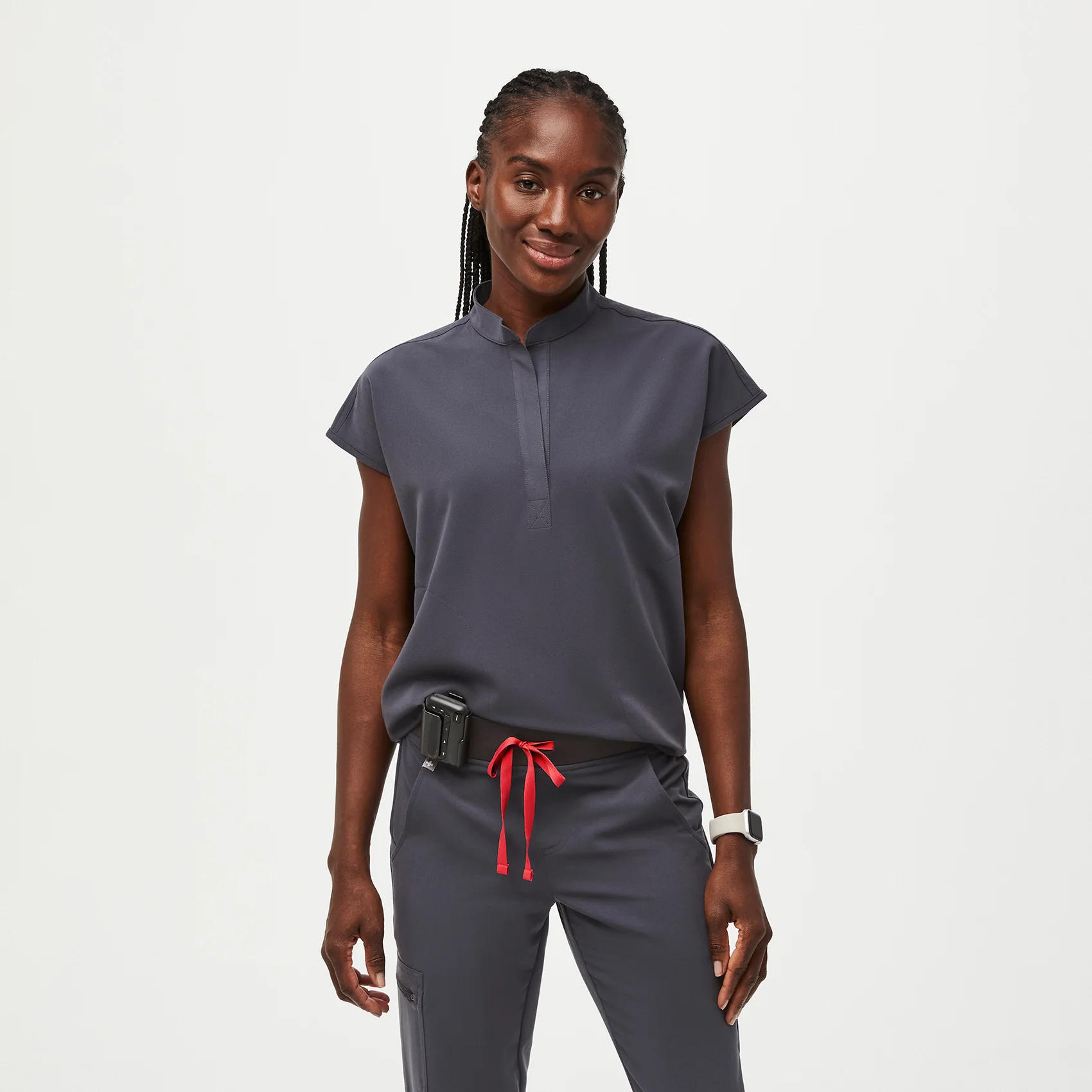 women's Charcoal Rafaela™ - Oversized  Scrub Top (3XL - 6XL)