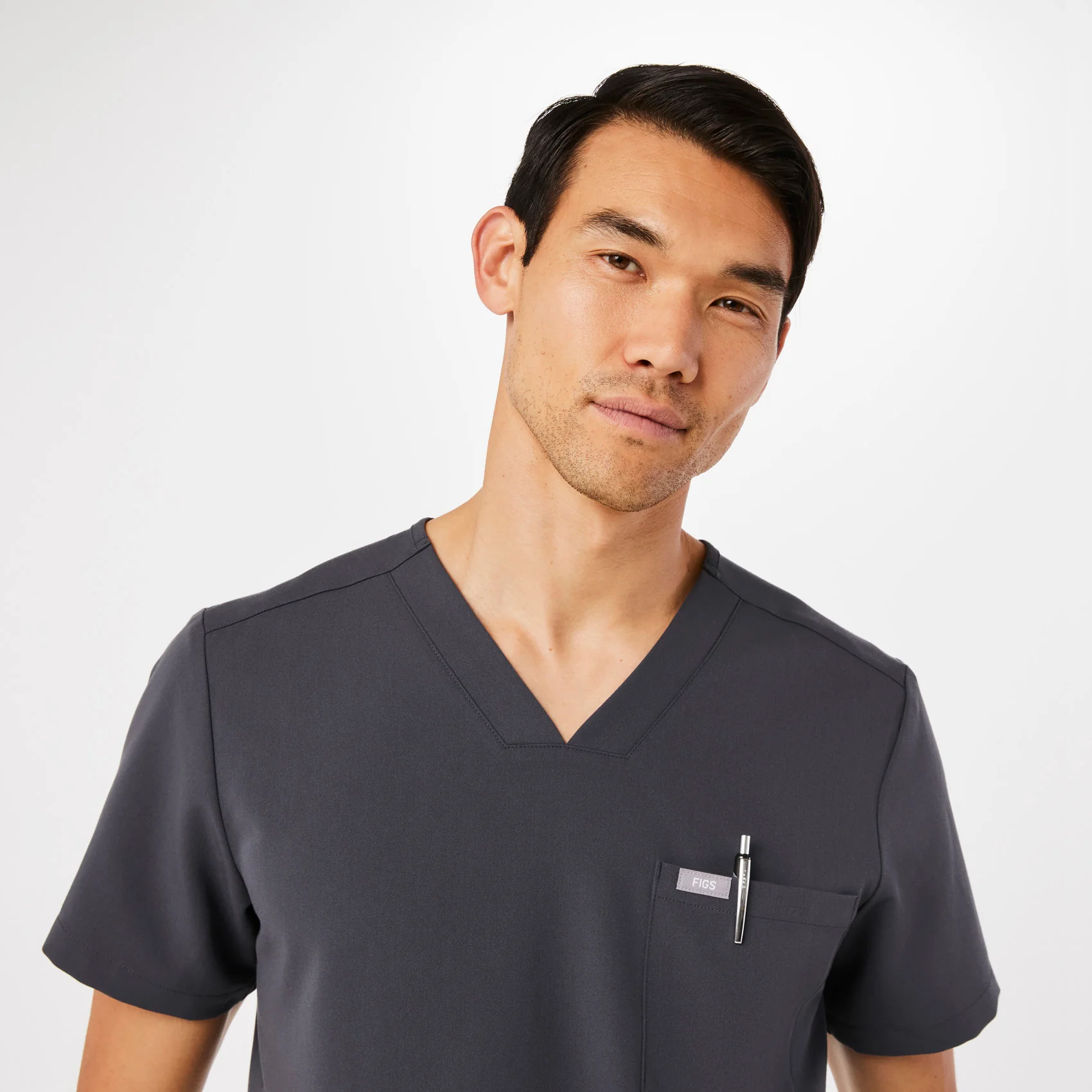 Men's Charcoal Chisec™ - Three-Pocket Scrub Top (3XL - 6XL)