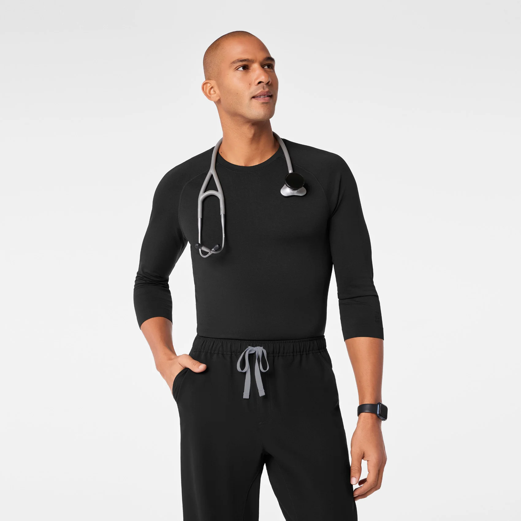 1529-men-s-black-makato-seamless-34-sleeve-underscrub-1.webp men's Black Makato Seamless ¾ Sleeve - Underscrub