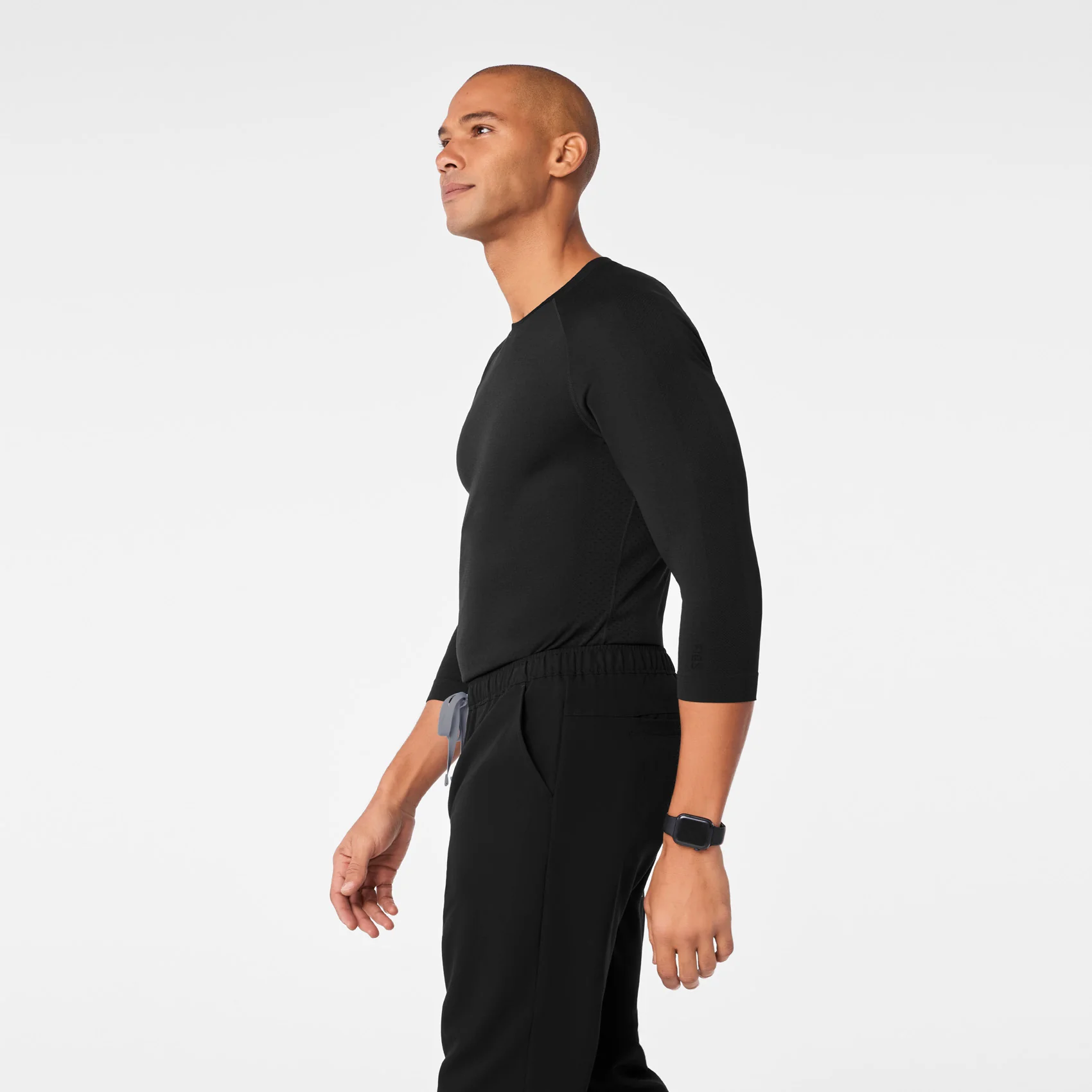 1529-men-s-black-makato-seamless-34-sleeve-underscrub-3.webp men's Black Makato Seamless ¾ Sleeve - Underscrub
