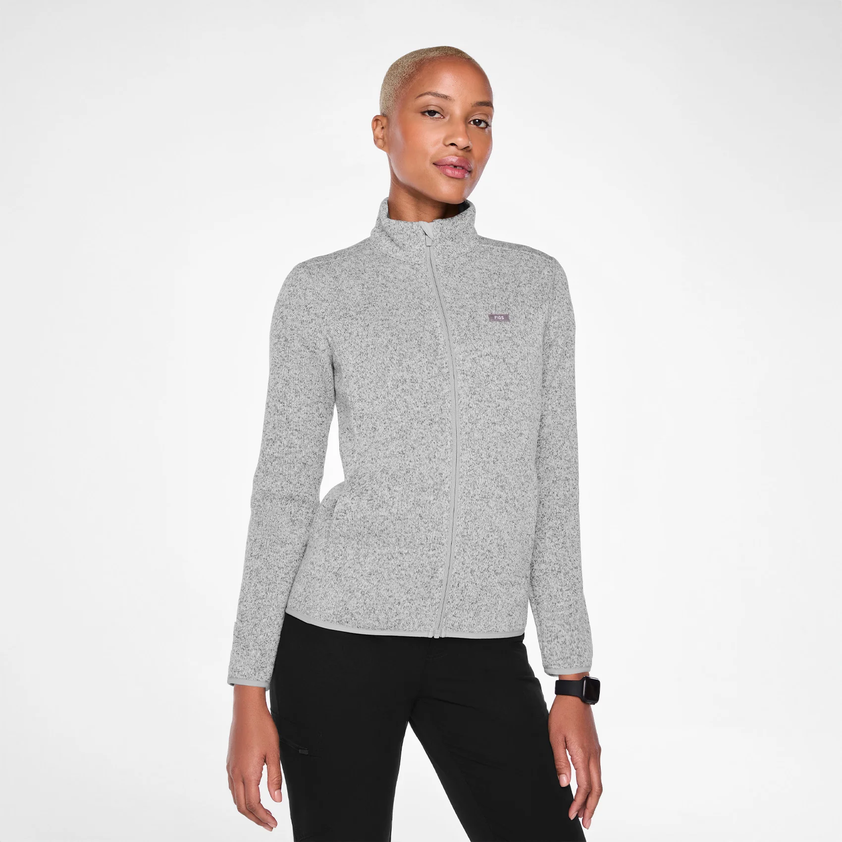 women's Heather Light Grey On-Shift Two-Pocket - Sweater Knit Jacket™