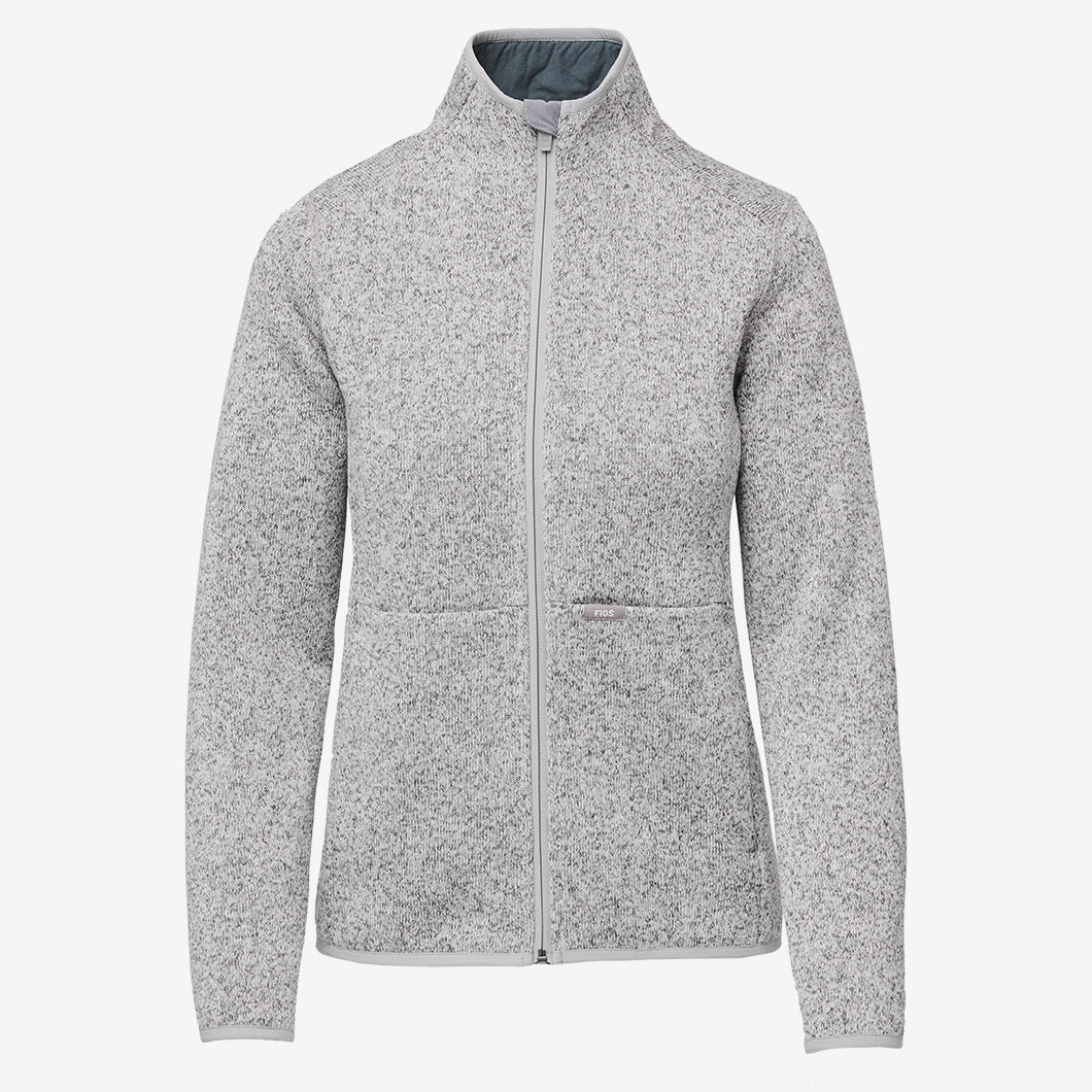 women's Heather Light Grey On-Shift Two-Pocket - Sweater Knit Jacket™