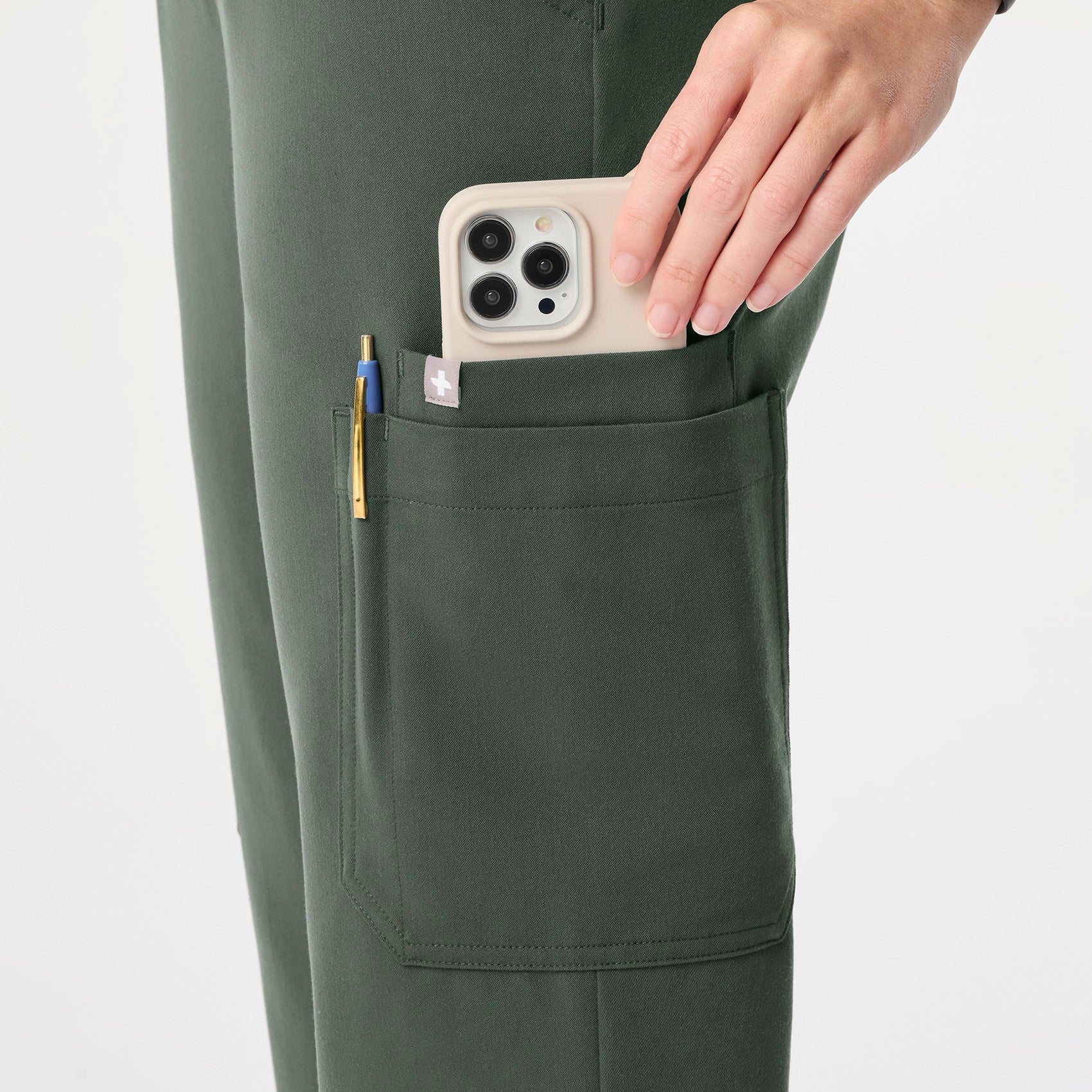women's Moss High Waisted Uman Relaxed - Petite Jogger Scrub Pant