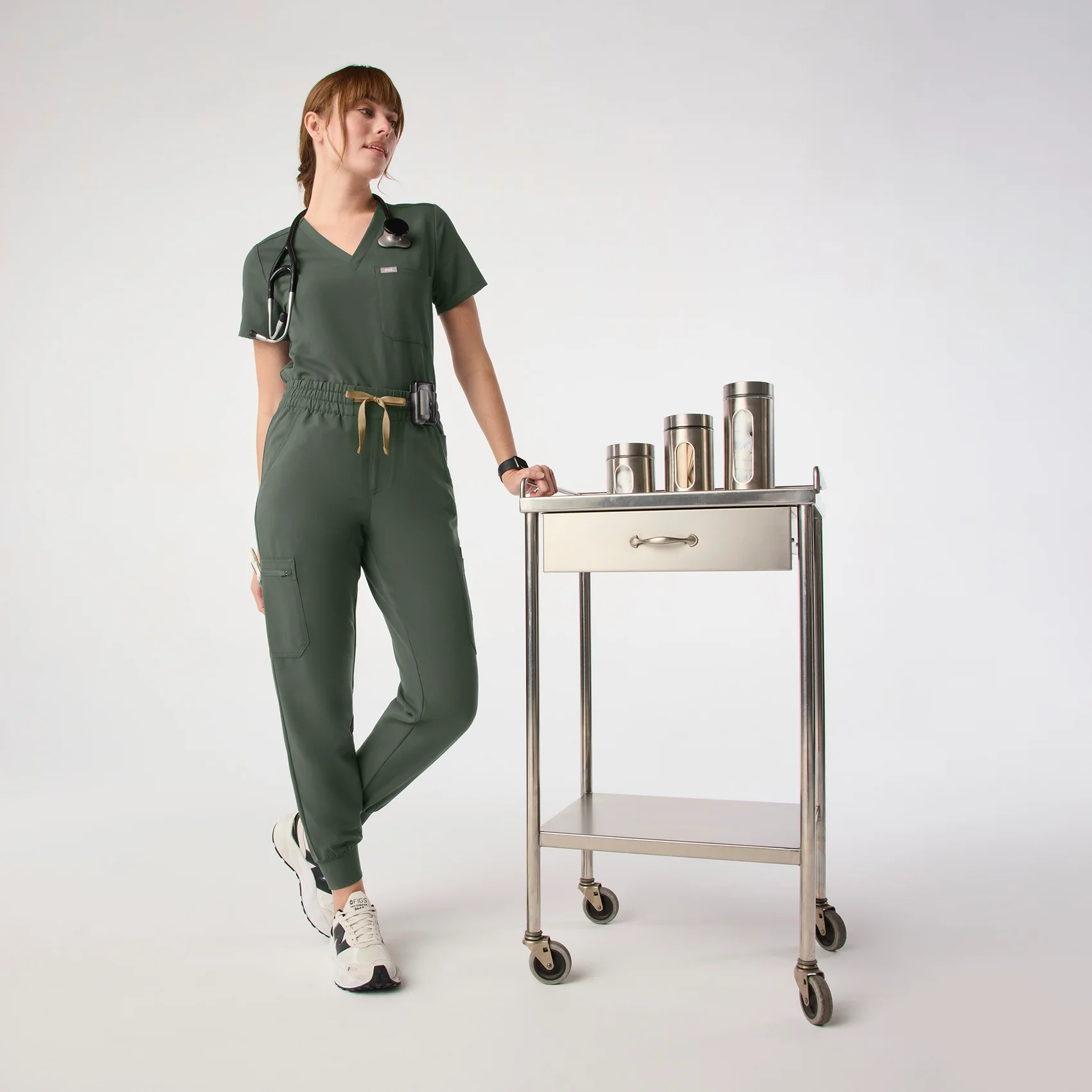 women's Moss High Waisted Uman Relaxed - Petite Jogger Scrub Pant