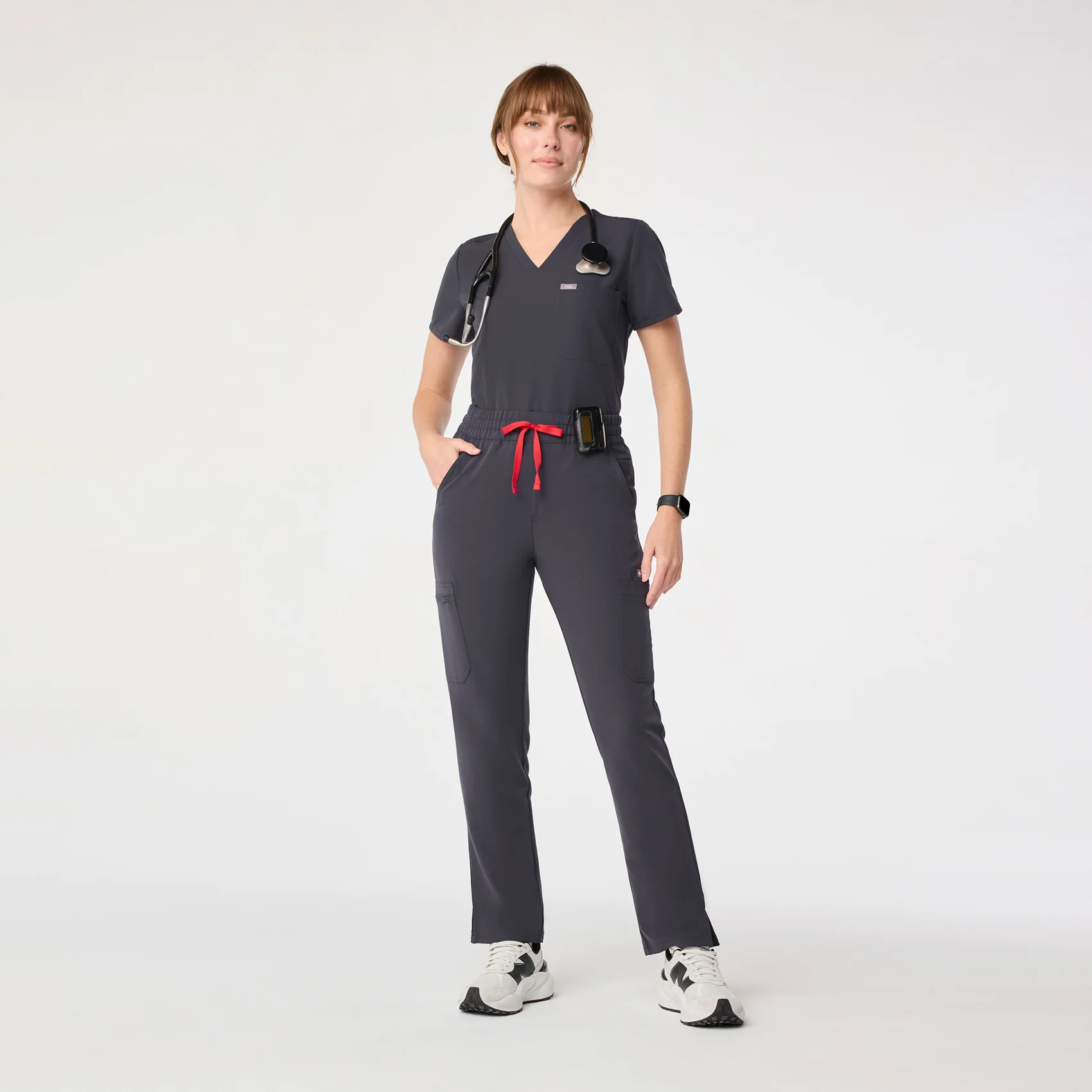 women's Charcoal High Waisted Dowa - Scrub Pant (3XL-6XL)