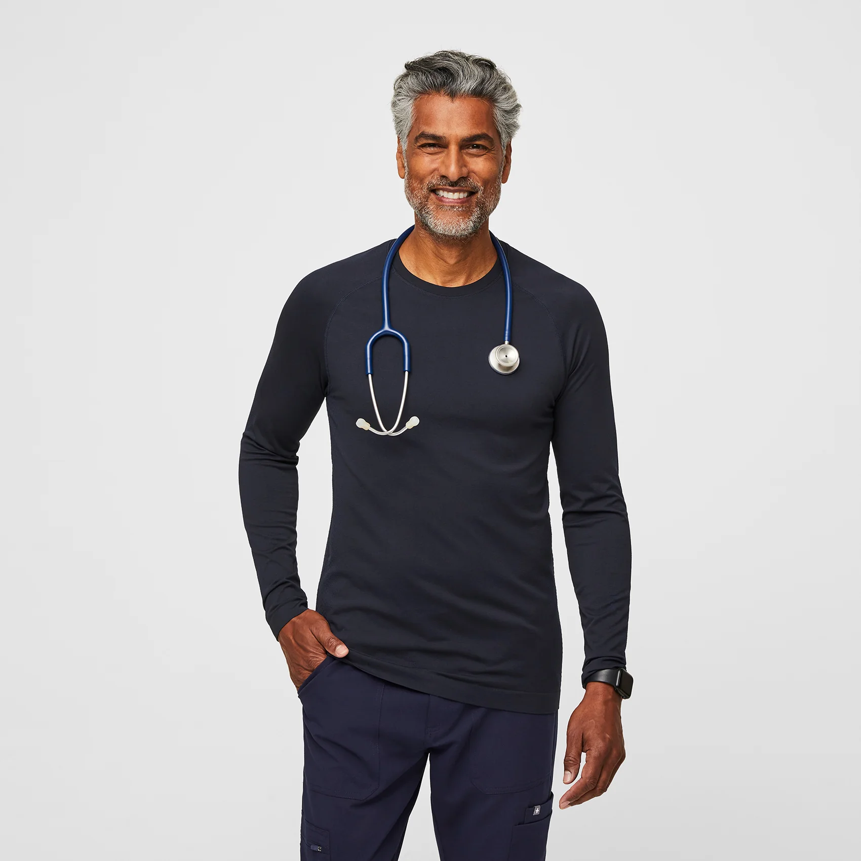 men's Navy Makato Seamless - Longsleeve Underscrub (3XL-6XL)