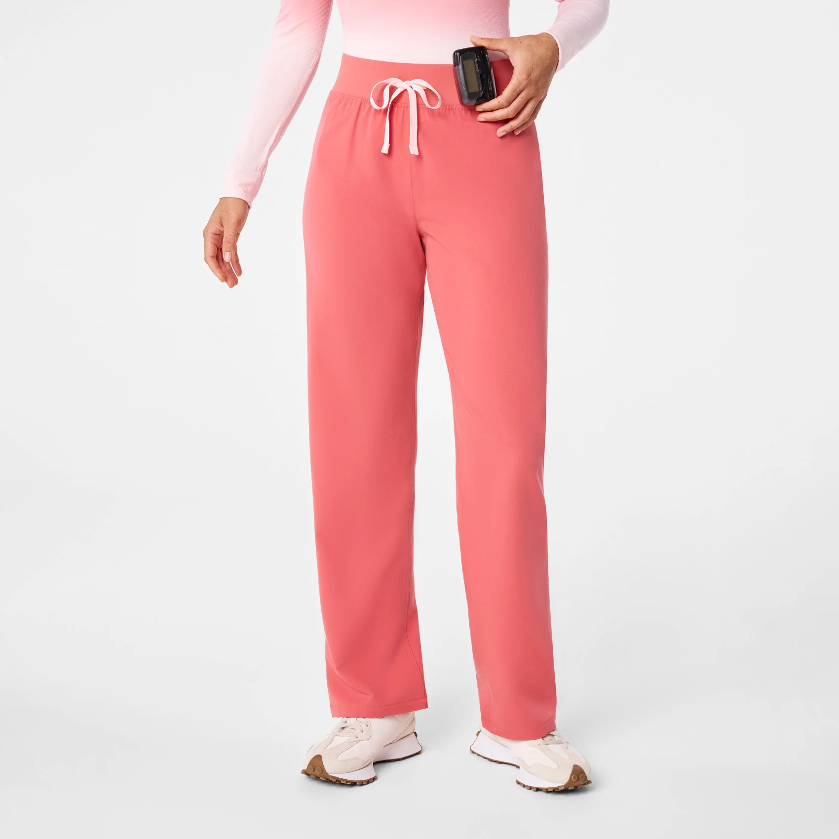 women's Pulmonary Pink High Waisted Livingston - Petite Basic Scrub Pant™