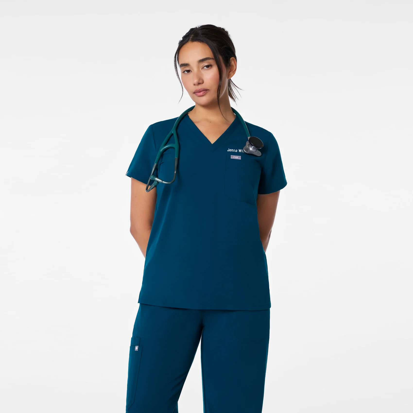 women's Deep Reef Catarina Petite - One-Pocket Scrub Top™