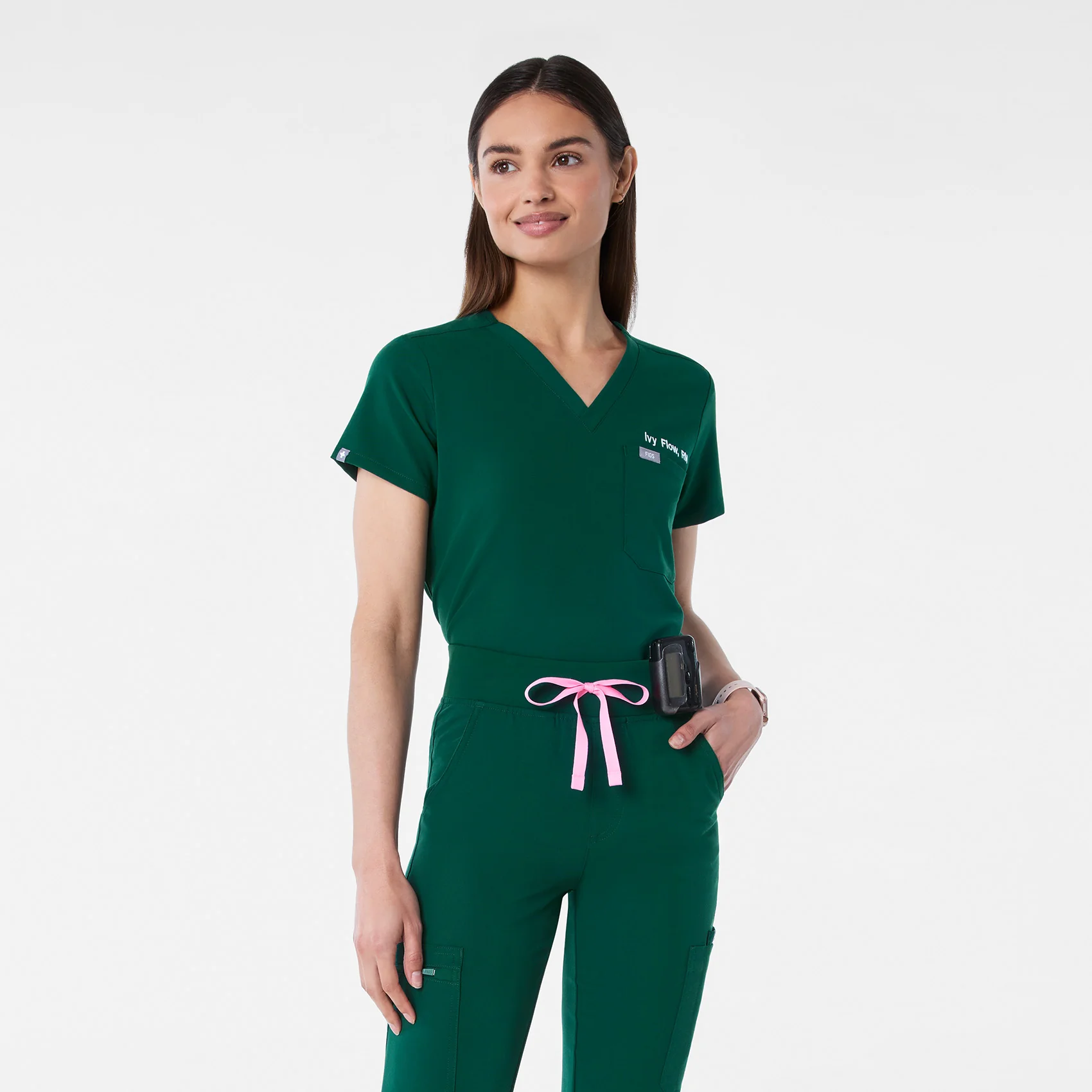 women's Forest Green Catarina Petite - One-Pocket Scrub Top™
