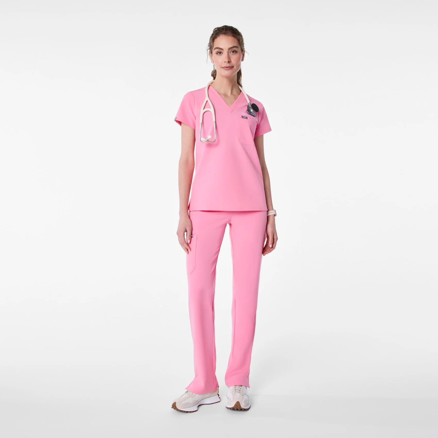 women's Sunrise Pink Catarina Petite - One-Pocket Scrub Top™