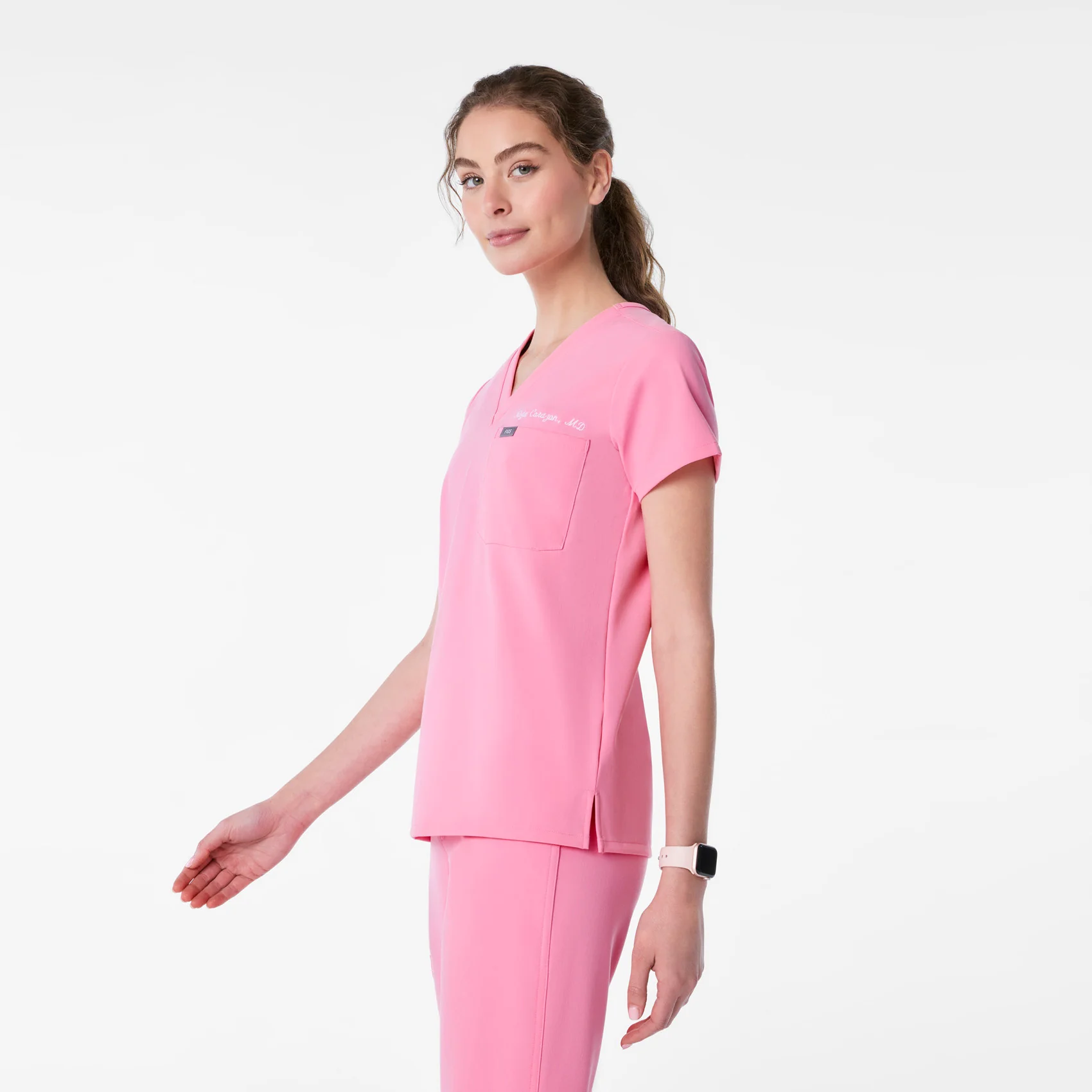 women's Sunrise Pink Catarina Petite - One-Pocket Scrub Top™