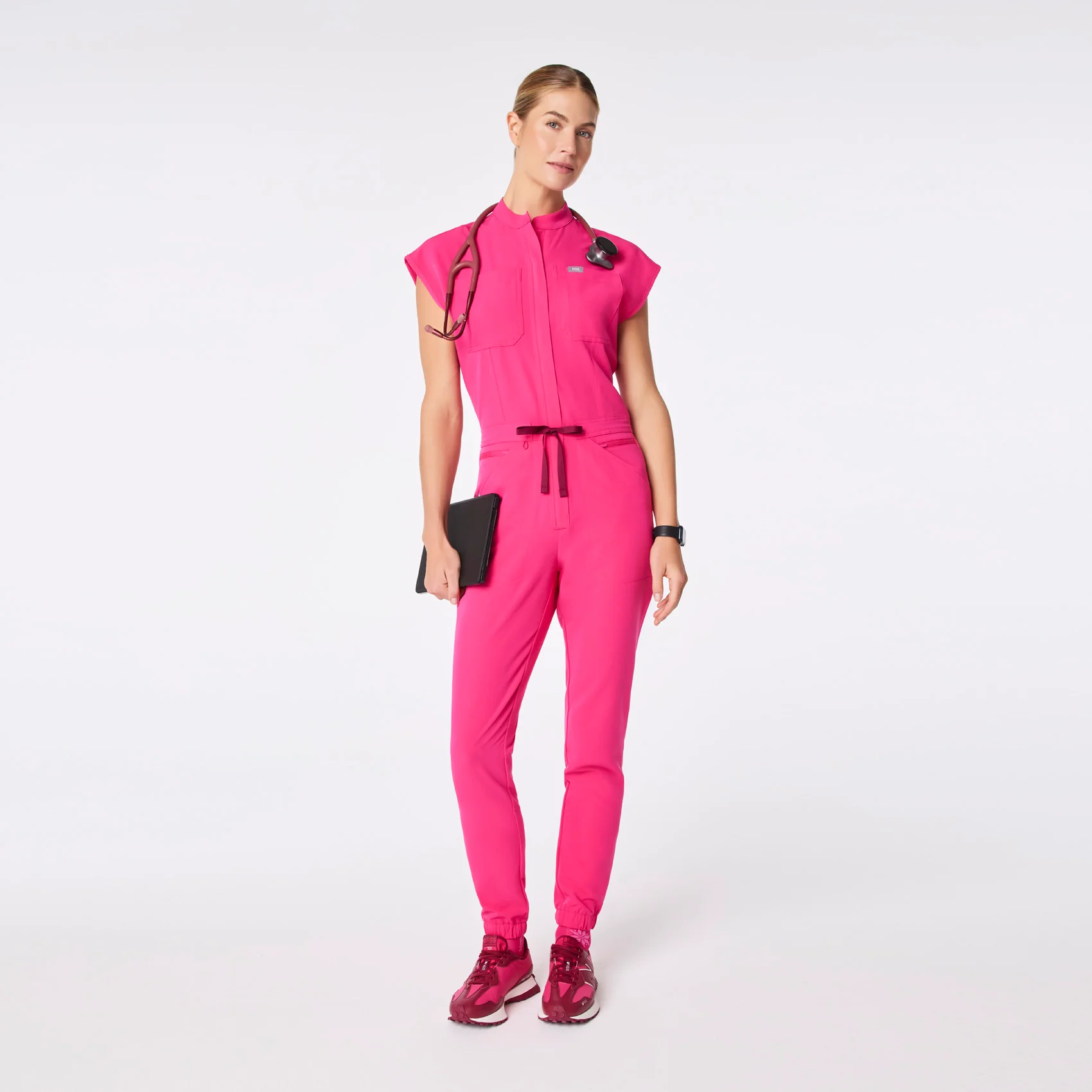 19041-women-s-shocking-pink-rafaela-cargo-scrubjumpsuittm-1.webp women's Shocking Pink Rafaela Cargo - ScrubJumpsuit™