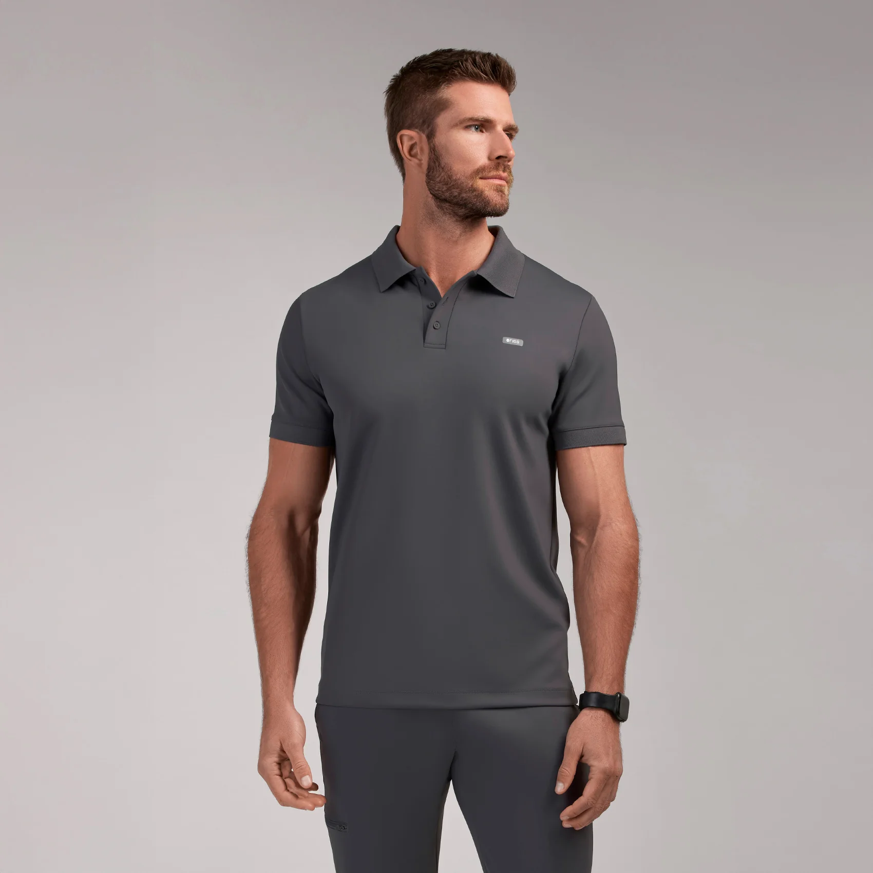 19561-men-s-charcoal-rocco-formxtm-polo-scrub-top-1.webp men's Charcoal Rocco FORMx™ Polo - Scrub Top