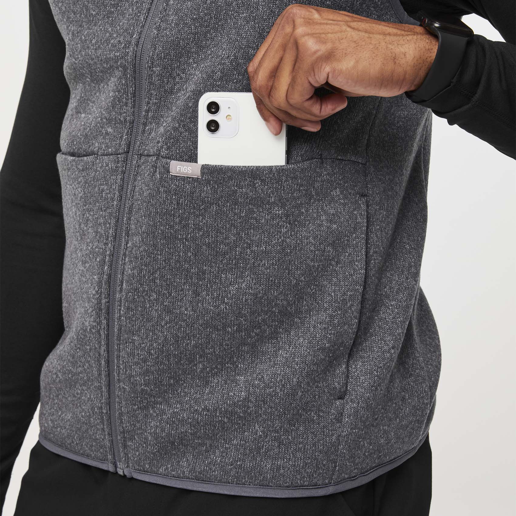 men's Heathered Dark Charcoal On-Shift™ Sweater Knit Vest