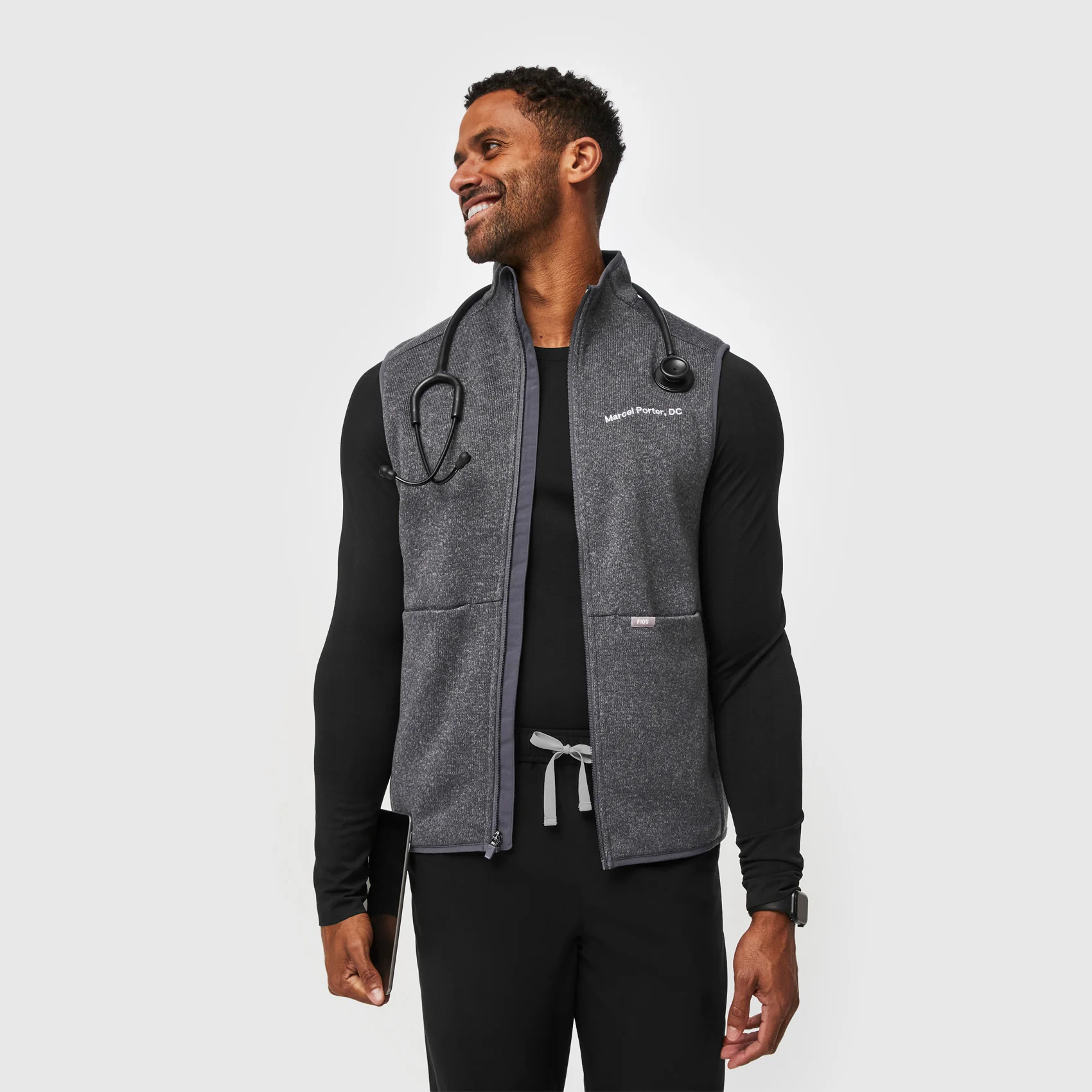 men's Heathered Dark Charcoal On-Shift™ Sweater Knit Vest