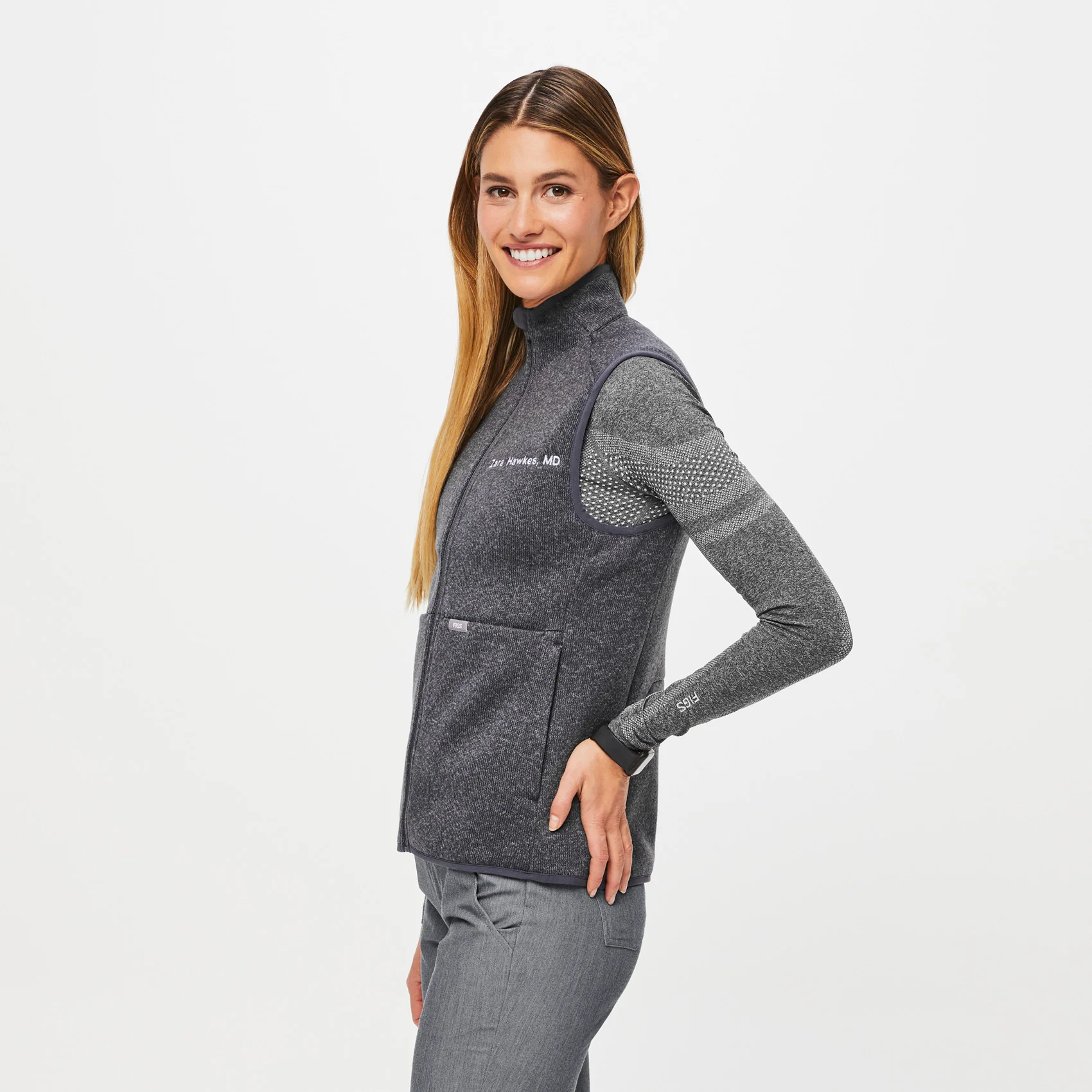 19632-women-s-heathered-dark-charcoal-on-shifttm-sweater-knit-vest-3.webp women's Heathered Dark Charcoal On-Shift™ - Sweater Knit Vest