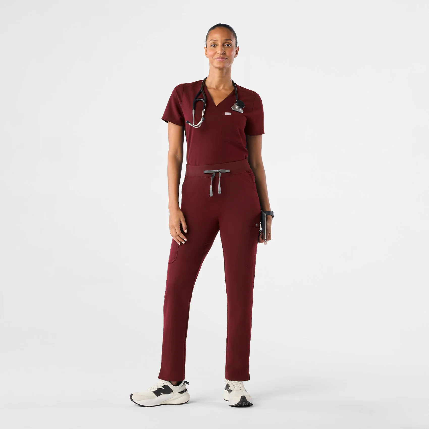 women's Burgundy Yola™ High Waisted 2.0 - Skinny Scrub Pants