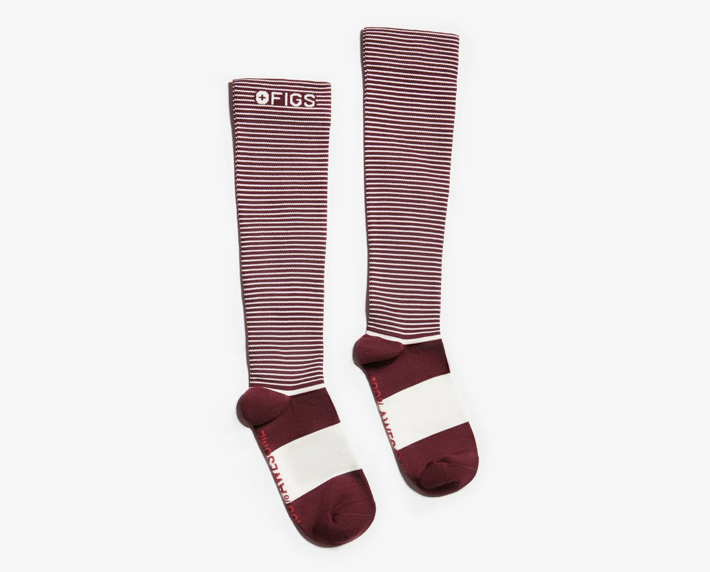 Men's Burgundy Double Stripe - Compression Socks
