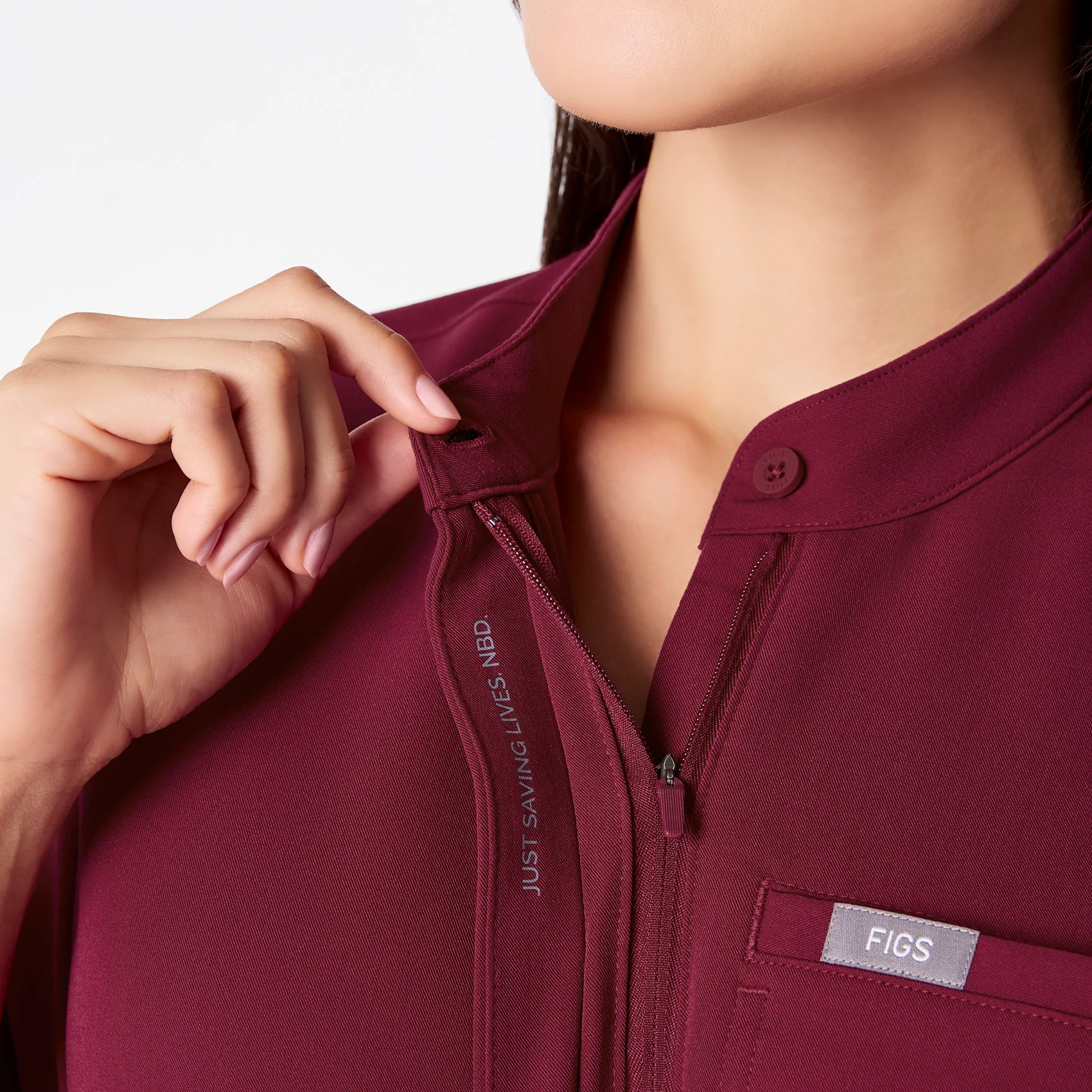 women's Deep Cranberry Montex - Mock Neck Scrub Top