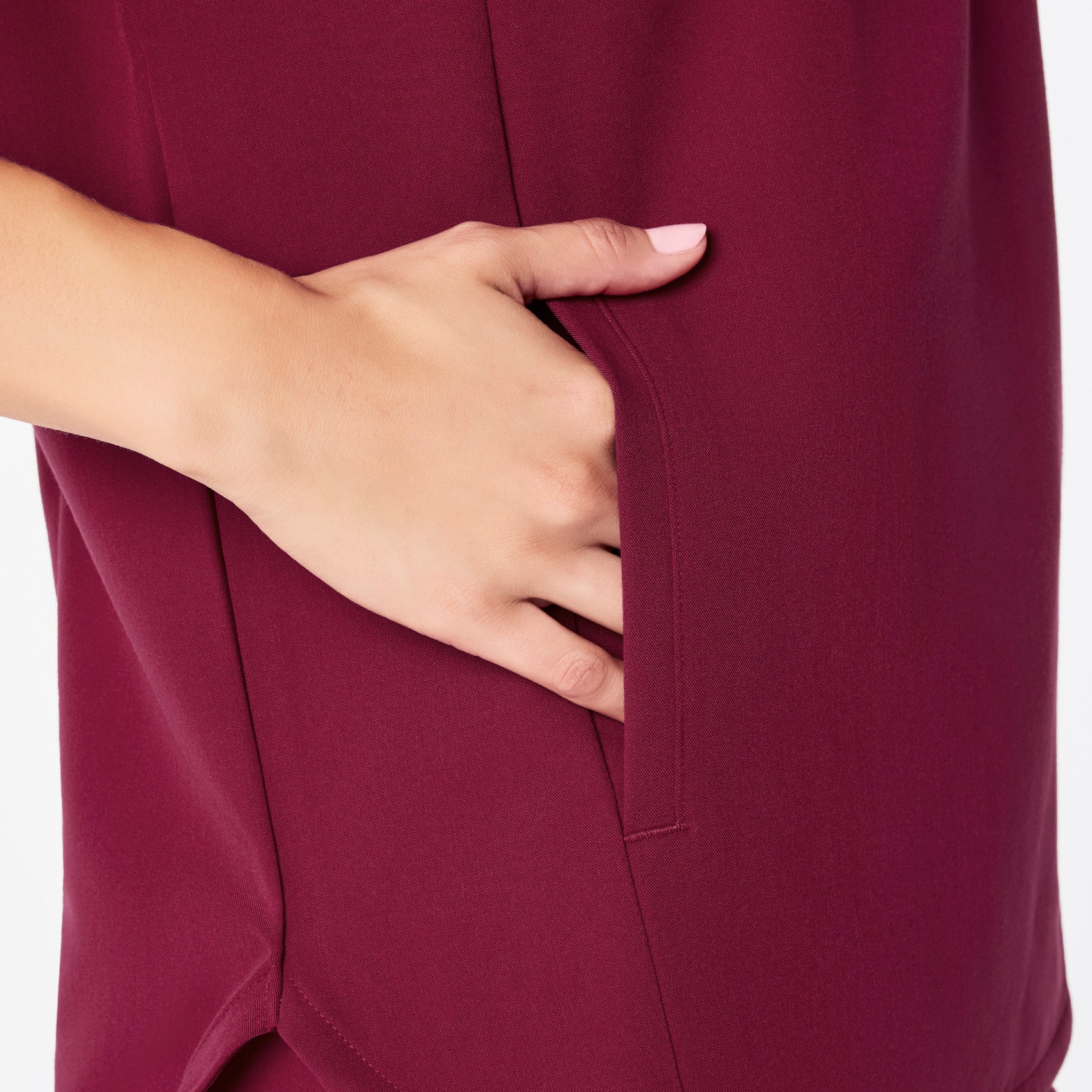 women's Deep Cranberry Montex - Mock Neck Scrub Top
