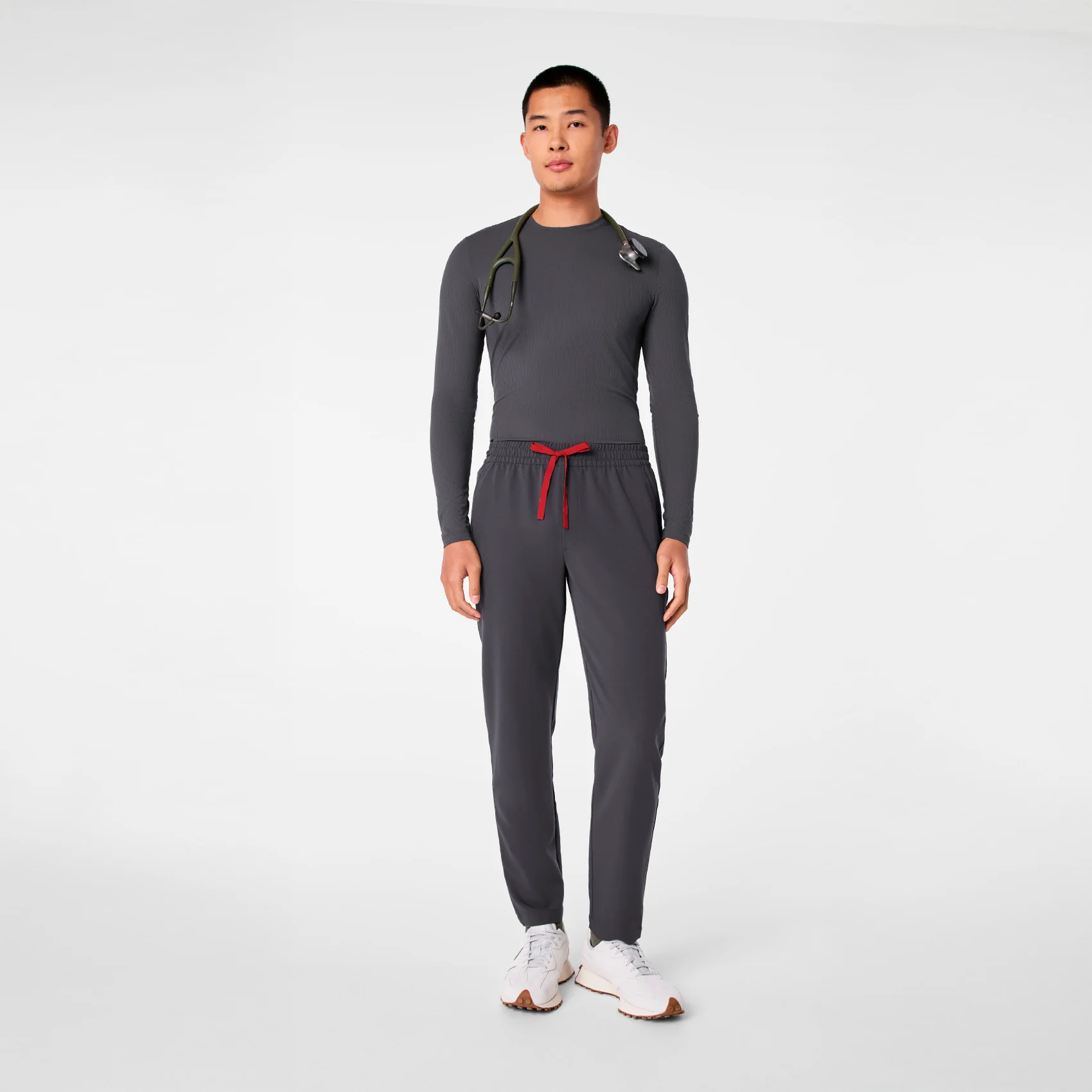 men's Charcoal Ribbed - Longsleeve Underscrub