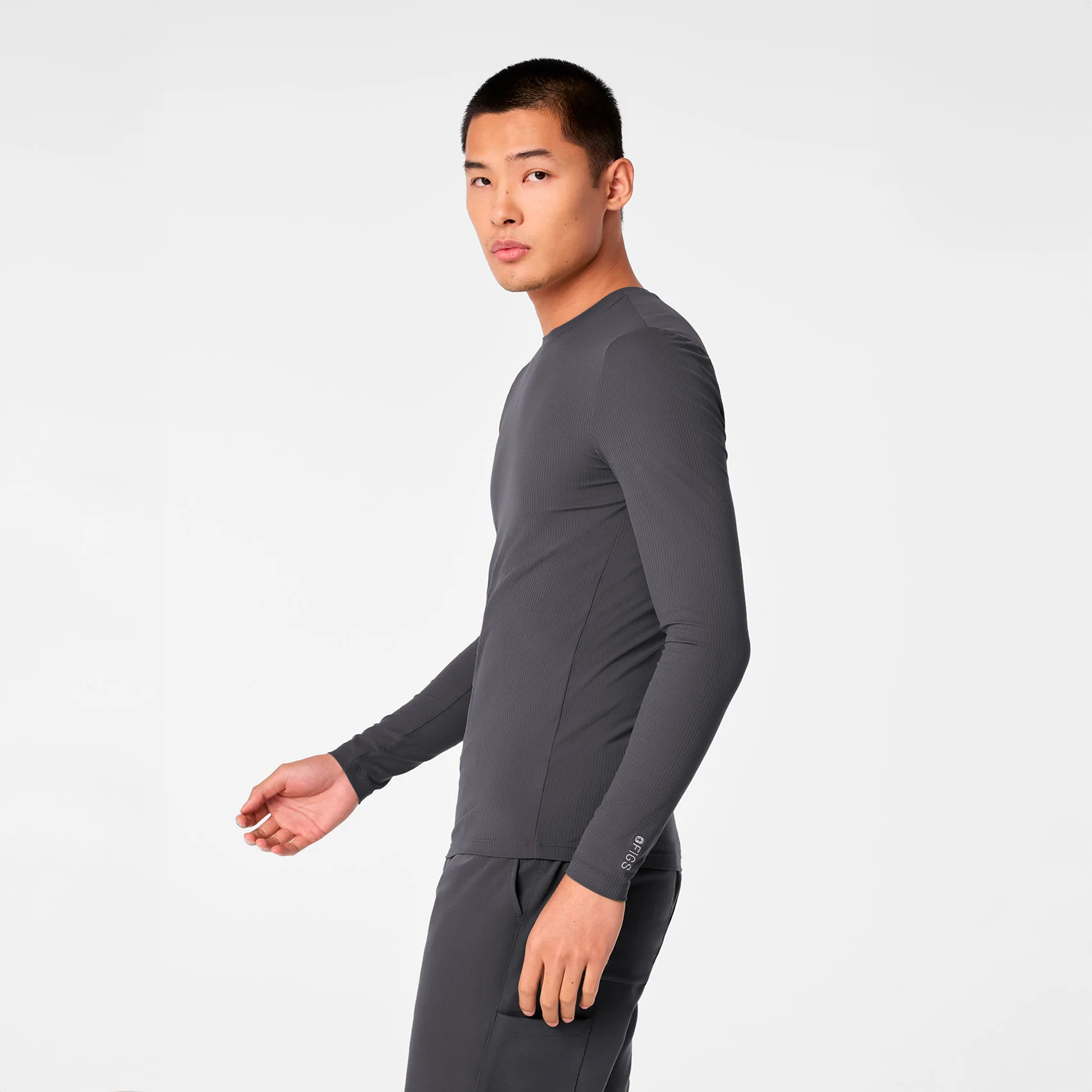 men's Charcoal Ribbed - Longsleeve Underscrub