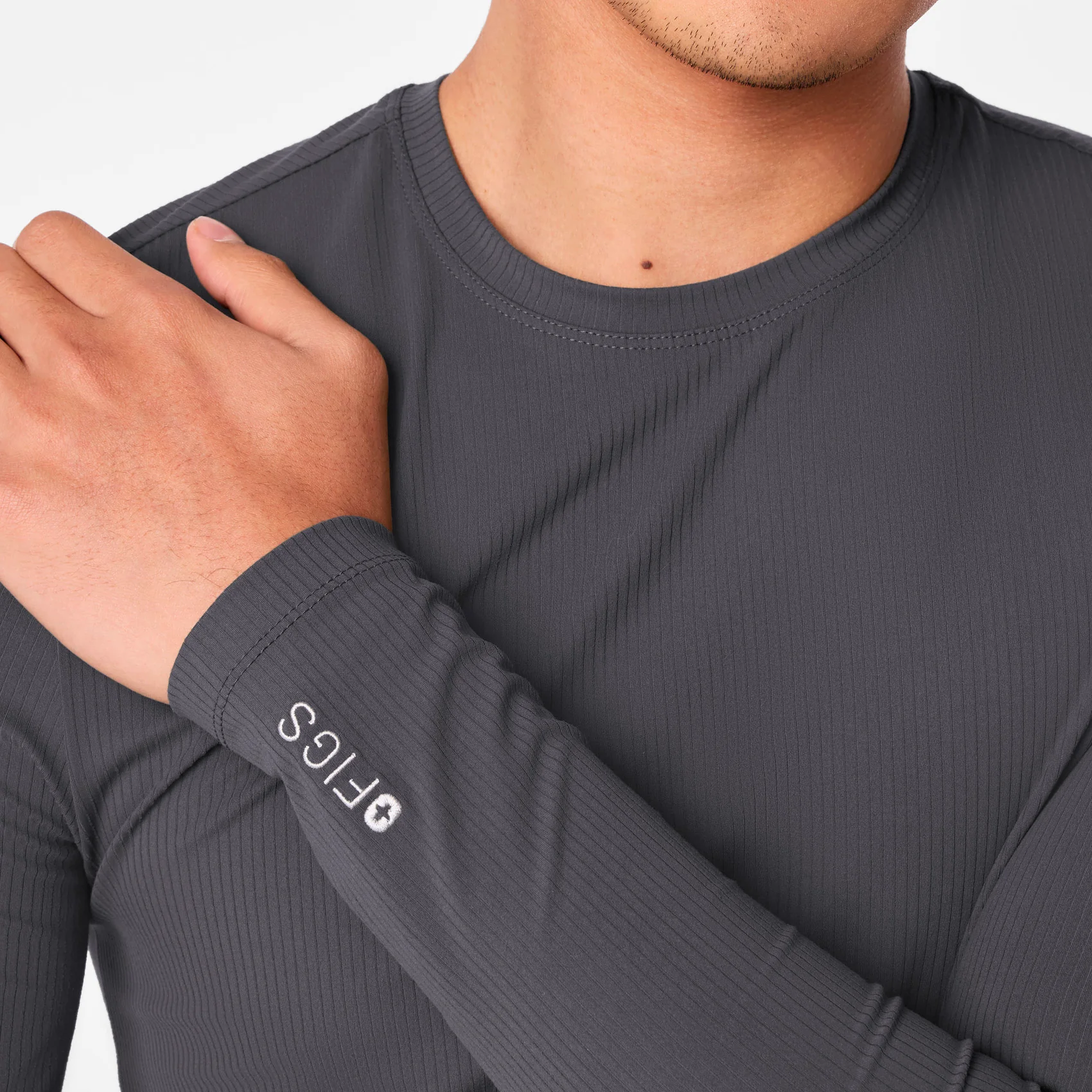men's Charcoal Ribbed - Longsleeve Underscrub