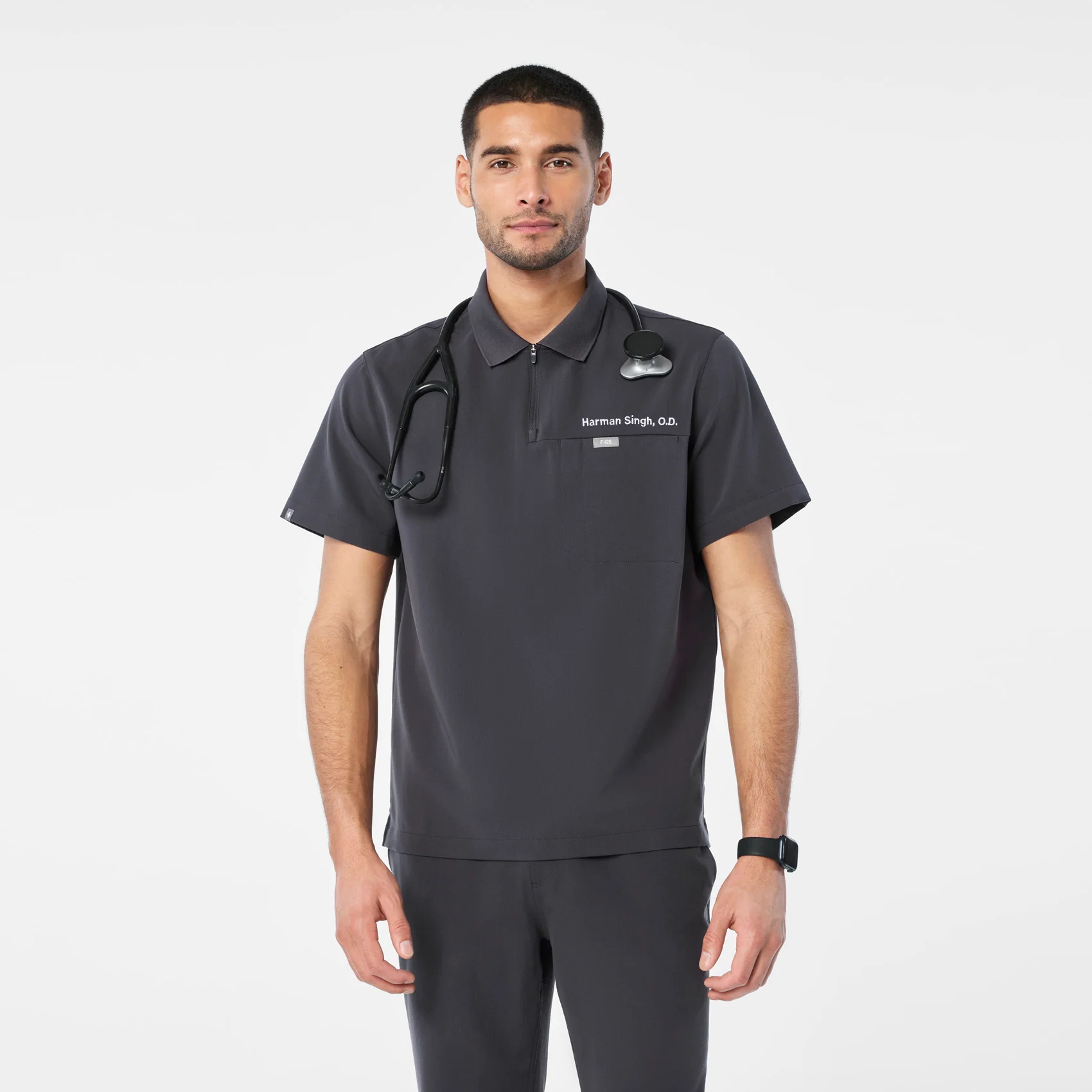 23304-men-s-charcoal-jasper-polo-scrub-top-1.webp men's Charcoal Jasper Polo - Scrub Top