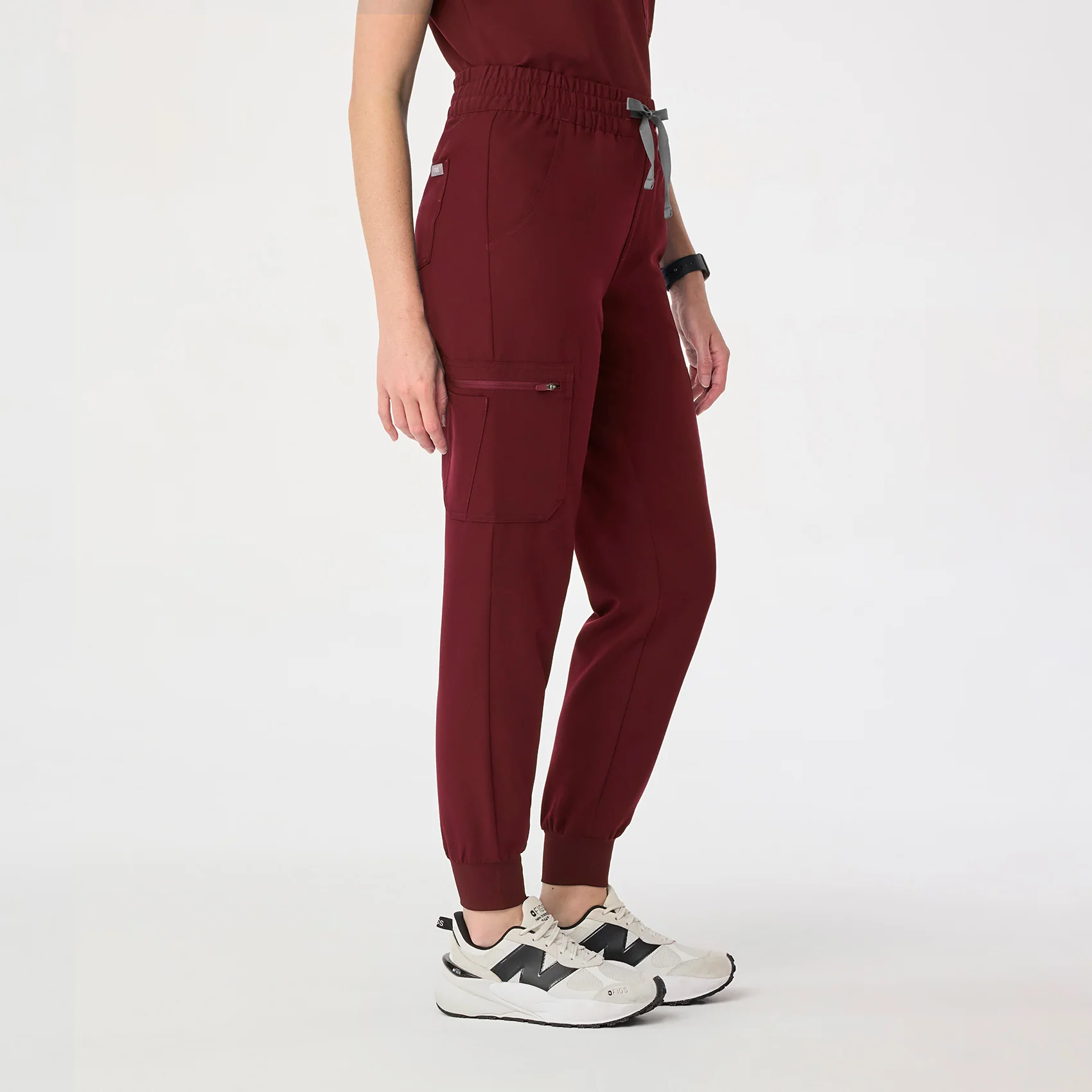 women's Burgundy High Waisted Uman Relaxed - Jogger Scrub Pant