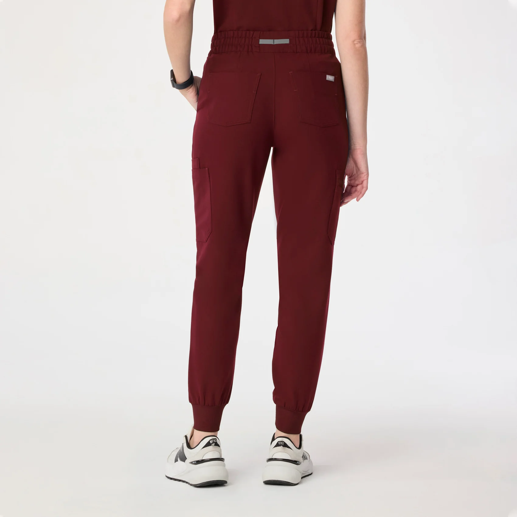 women's Burgundy High Waisted Uman Relaxed - Jogger Scrub Pant