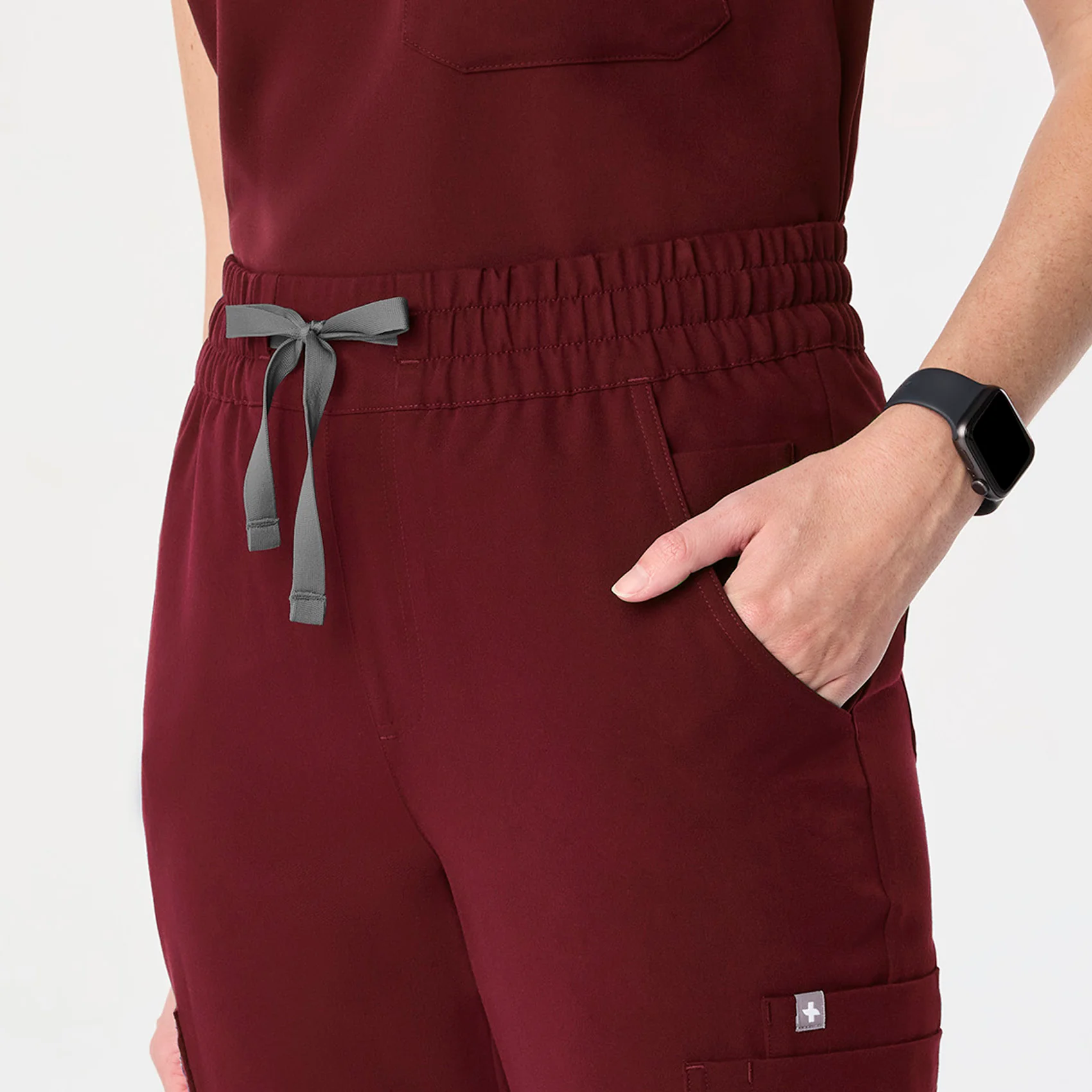 women's Burgundy High Waisted Uman Relaxed - Jogger Scrub Pant