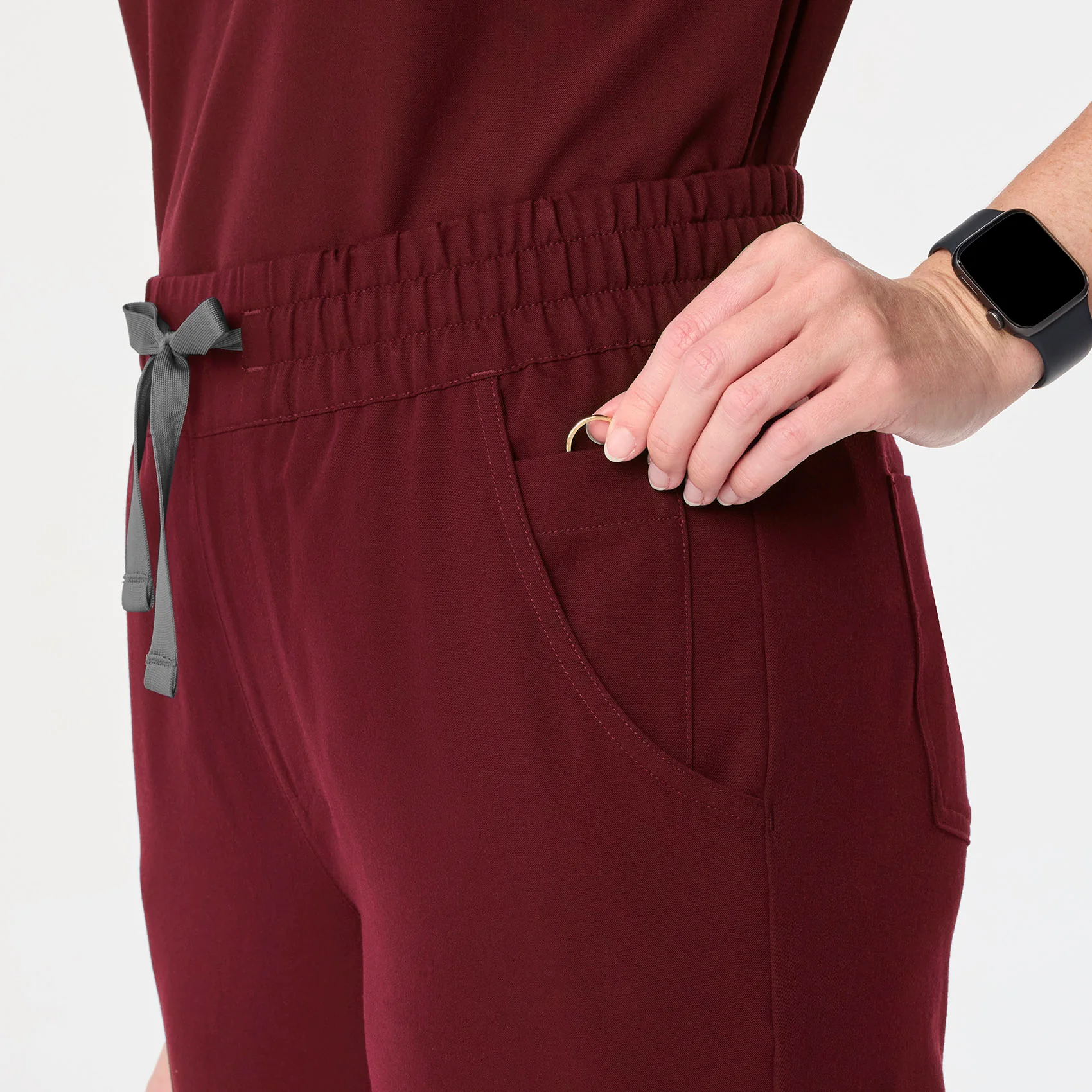 women's Burgundy High Waisted Uman Relaxed - Jogger Scrub Pant