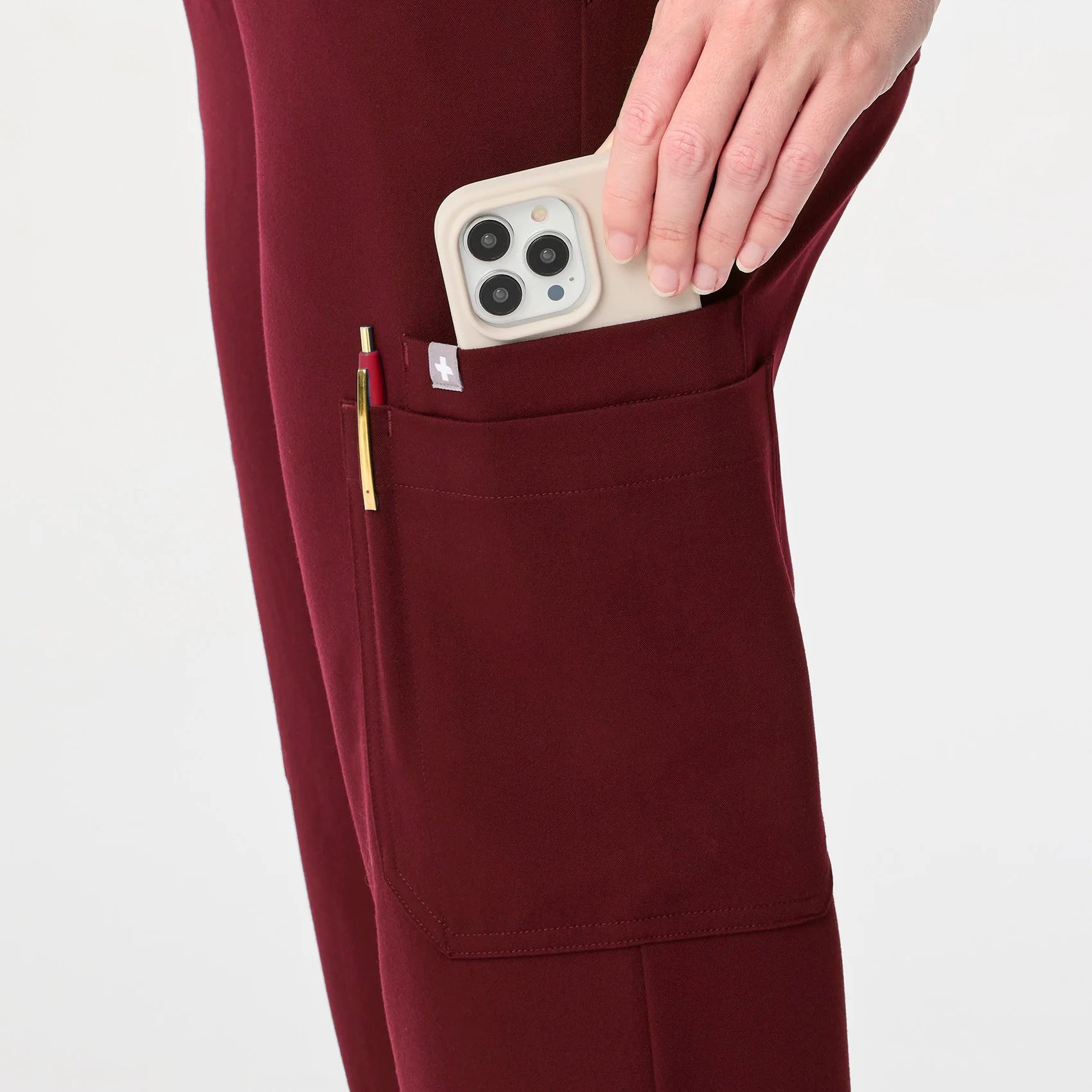 women's Burgundy High Waisted Uman Relaxed - Jogger Scrub Pant