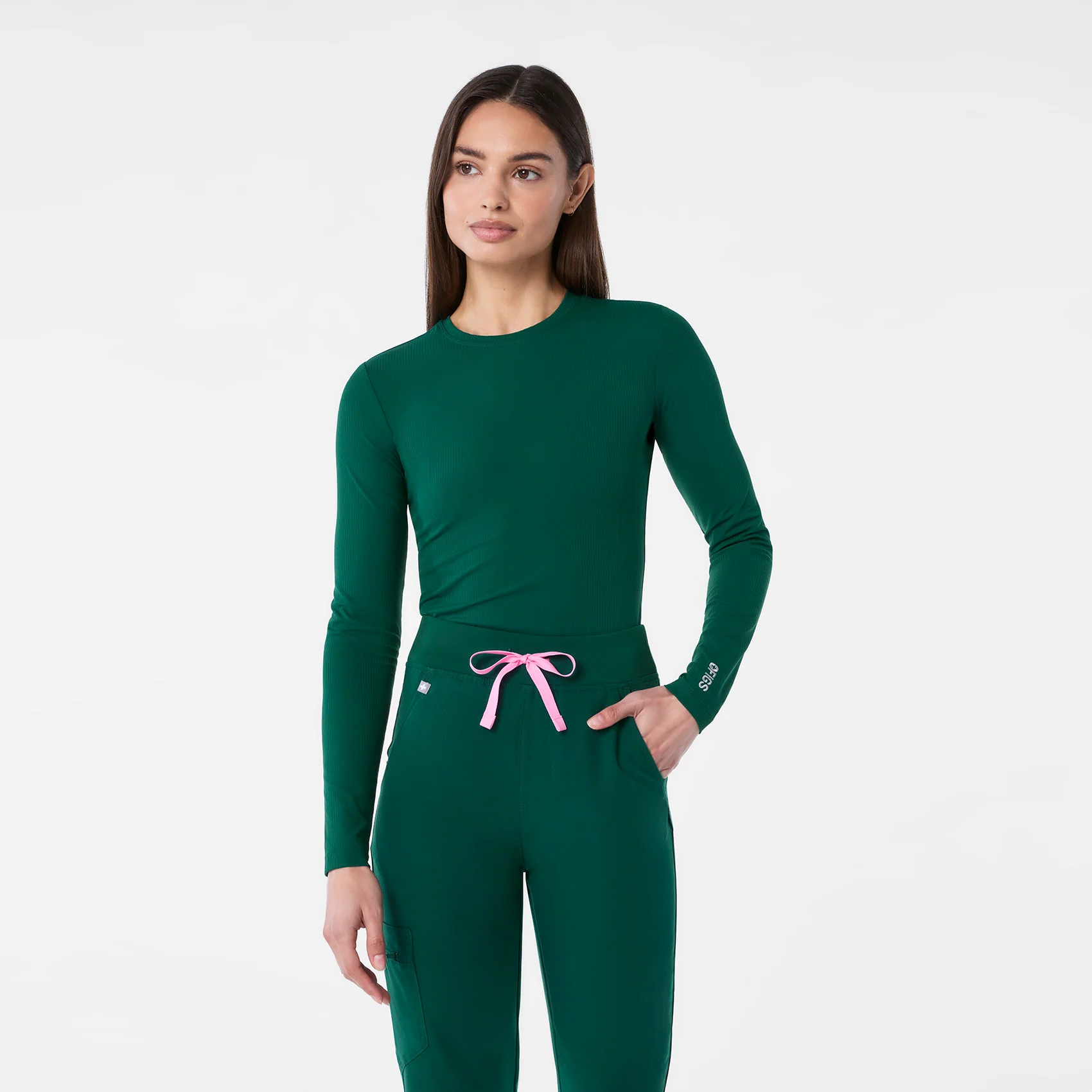 23641-women-s-forest-green-ribbed-longsleeve-underscrub-1.webp women's Forest Green Ribbed - Longsleeve Underscrub