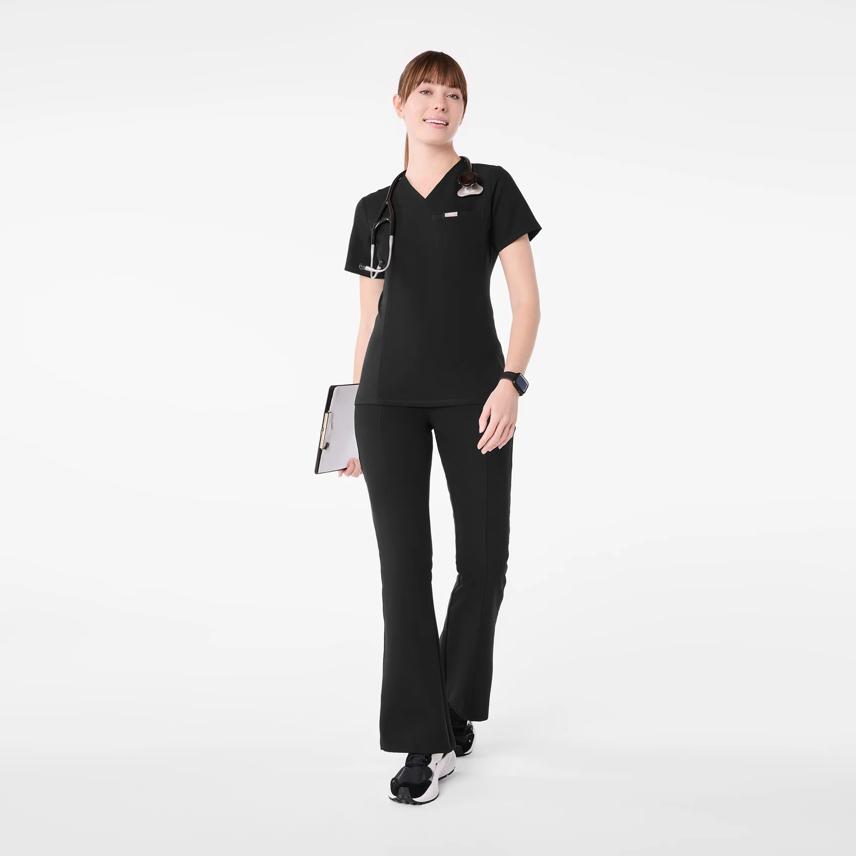 women's Black Everly Slim V-Neck - Scrub Top