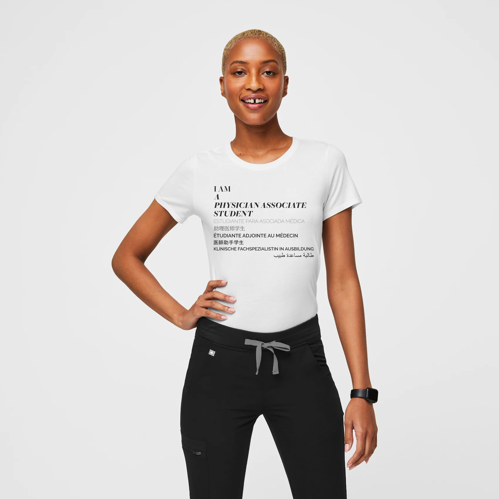 women's White Physician Associate Student Supersoft - Shortsleeve Underscrub